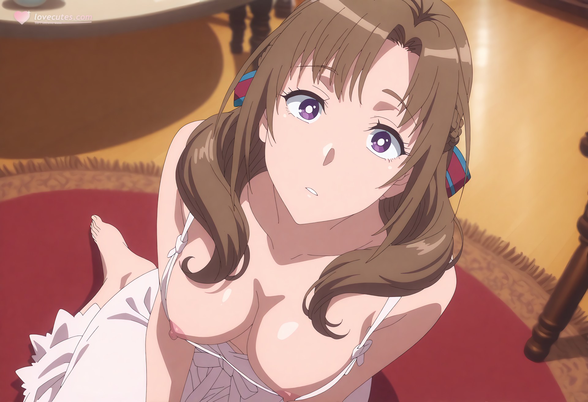 AI Generated Anime Girl - Daiyoshi Mashimoko: Lace Lingerie School Uniform Bathroom Exposed 83P