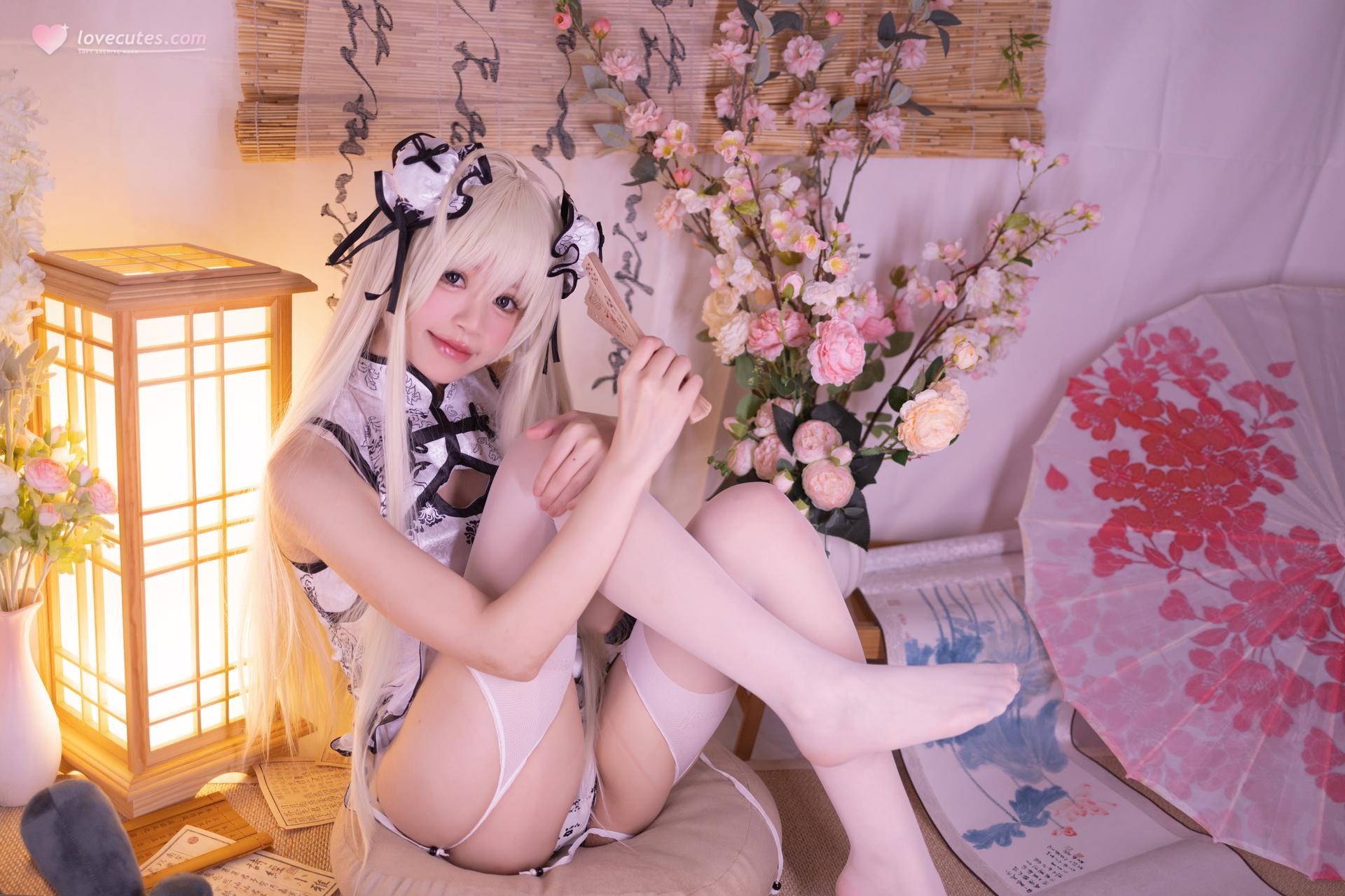 [cosplay] 星黛鹿鹿 - 缘之空 穹妹旗袍：白发旗袍白丝大尺度 62P