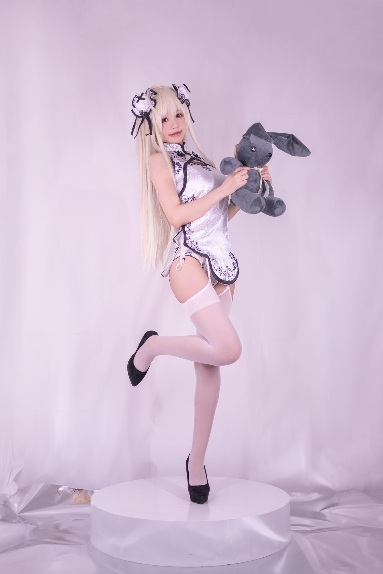 [cosplay] Xingdailulu - Yosuga no Sora Sora-chan Qipao: White Hair Qipao White Stockings Large-Scale 62P