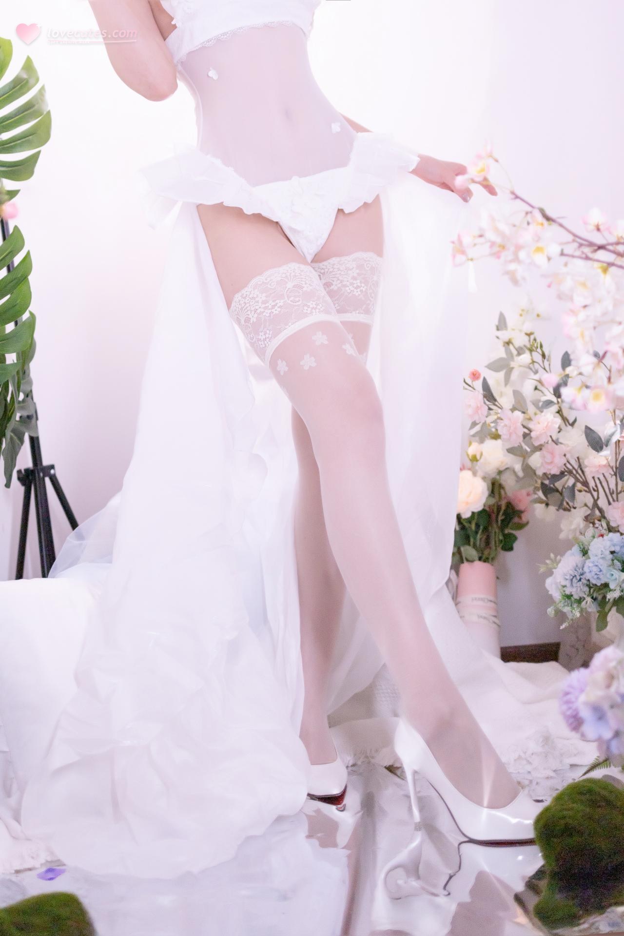 [cosplay] 星黛鹿鹿 - EVA 綾波レイ花嫁：青髪白ヴェール花嫁白ストッキング 52P