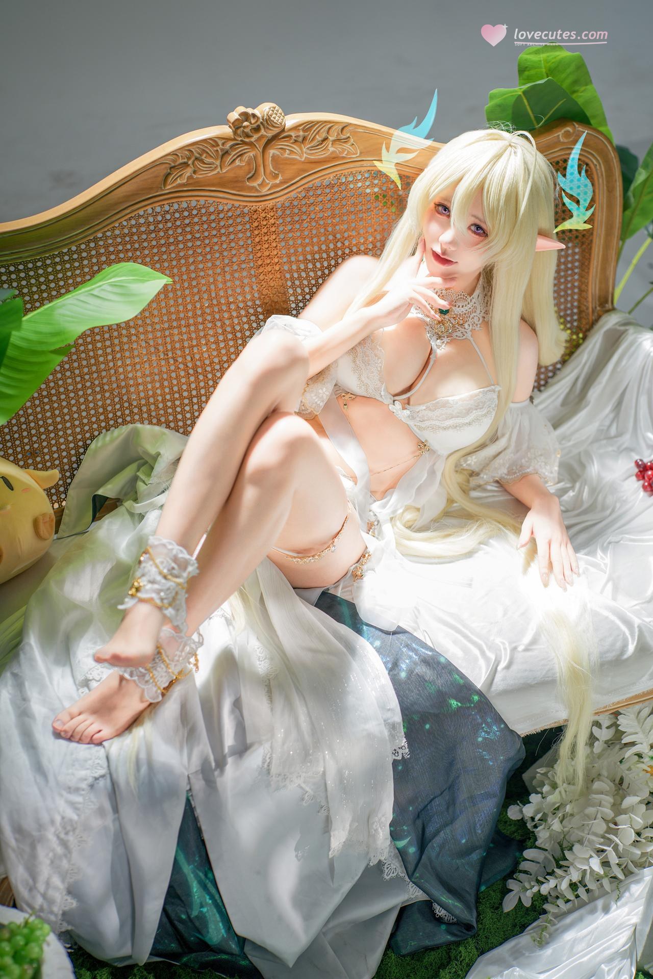 [cosplay] 是一只熊仔吗 - 碧蓝航线 金狮: คอสเพลย์ชุดขาวผมทองหน้าอกใหญ่สมจริง 45P
