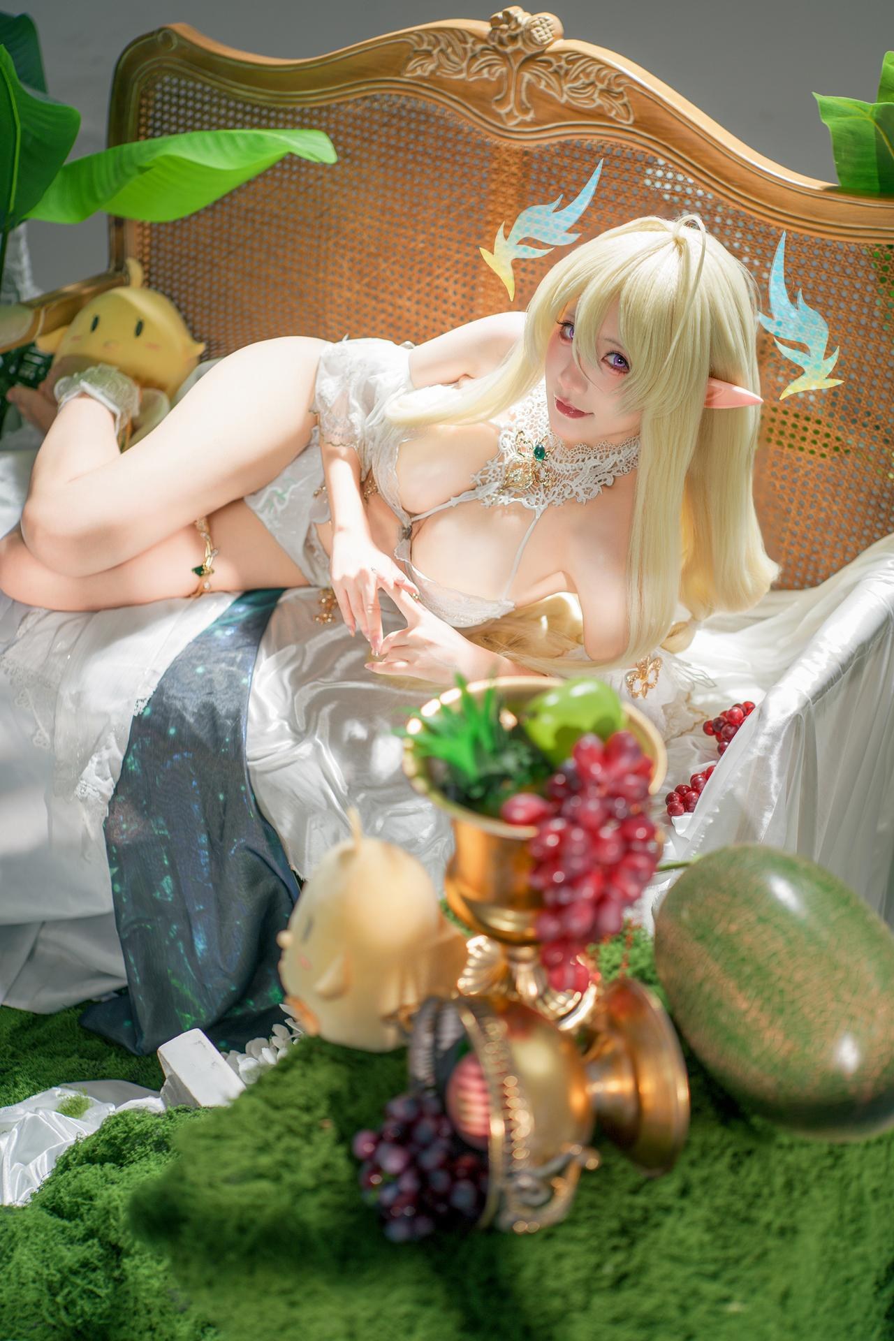 [cosplay] 是一只熊仔吗 - 碧蓝航线 金狮: คอสเพลย์ชุดขาวผมทองหน้าอกใหญ่สมจริง 45P