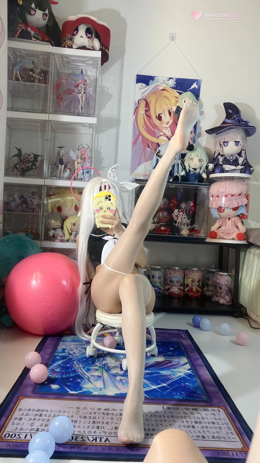 [cosplay] Shirly - Blue Archive Plana Swimsuit: White Hair Black-and-White Swimsuit Long Legs 113P