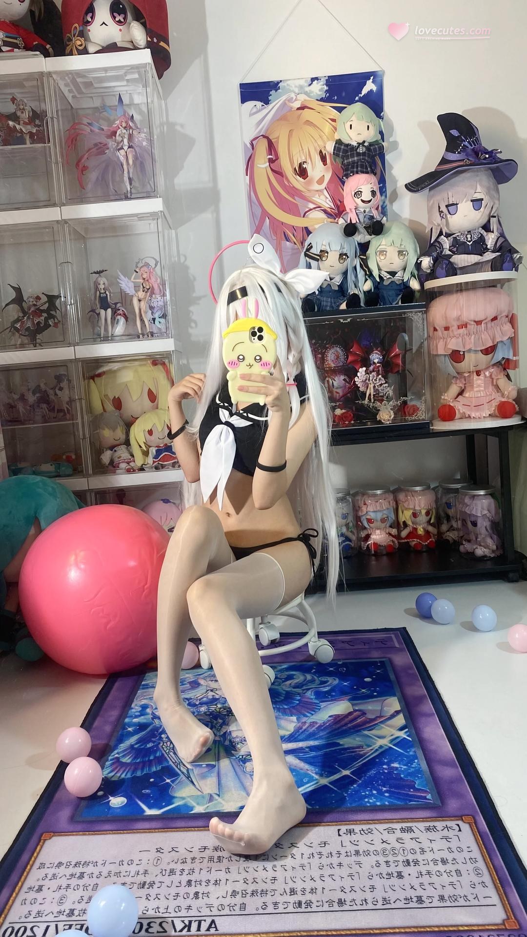 [cosplay] Shirly - Blue Archive Plana Swimsuit: White Hair Black-and-White Swimsuit Long Legs 113P