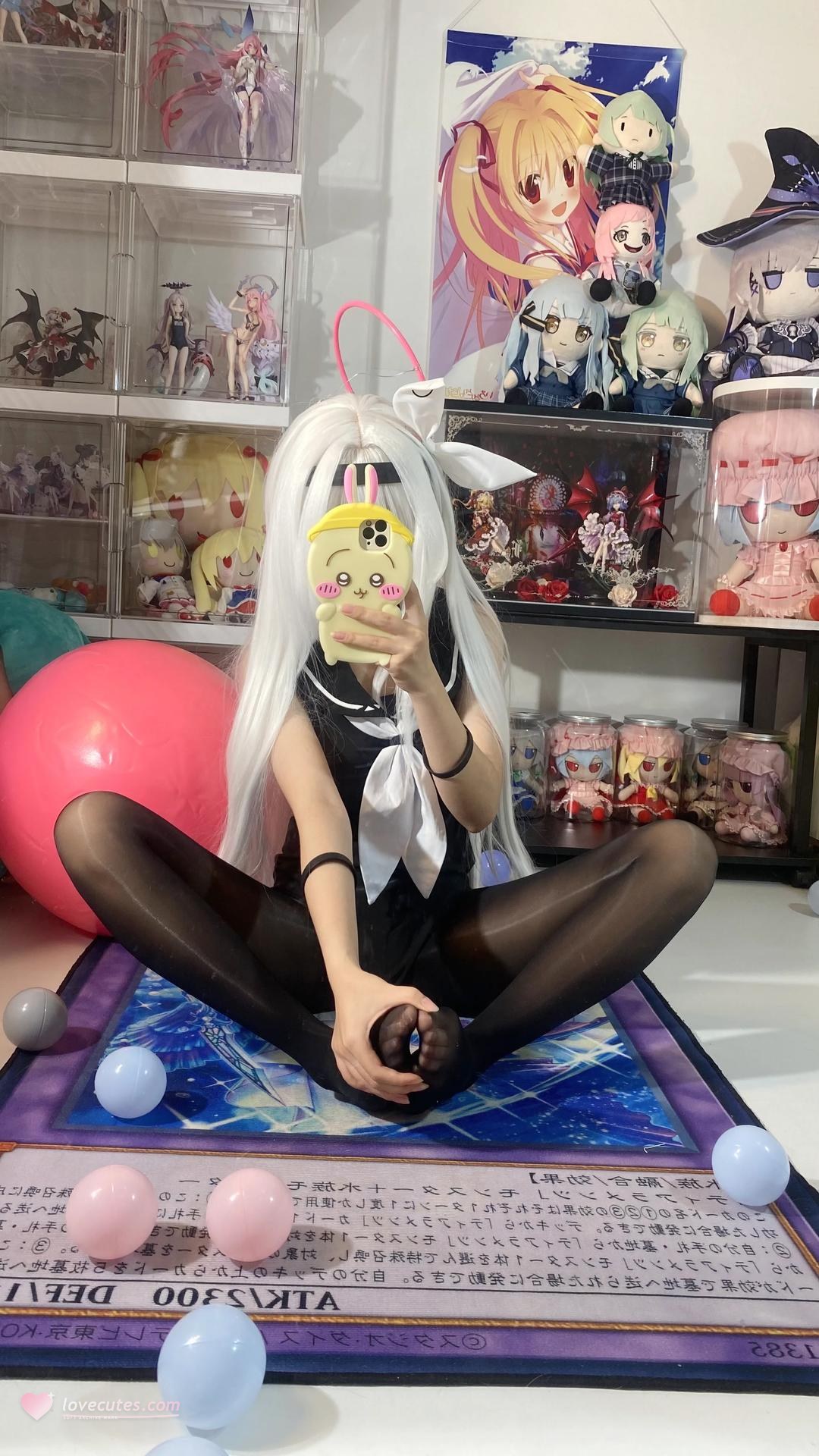 [cosplay] Shirly - Blue Archive Plana Swimsuit: White Hair Black-and-White Swimsuit Long Legs 113P