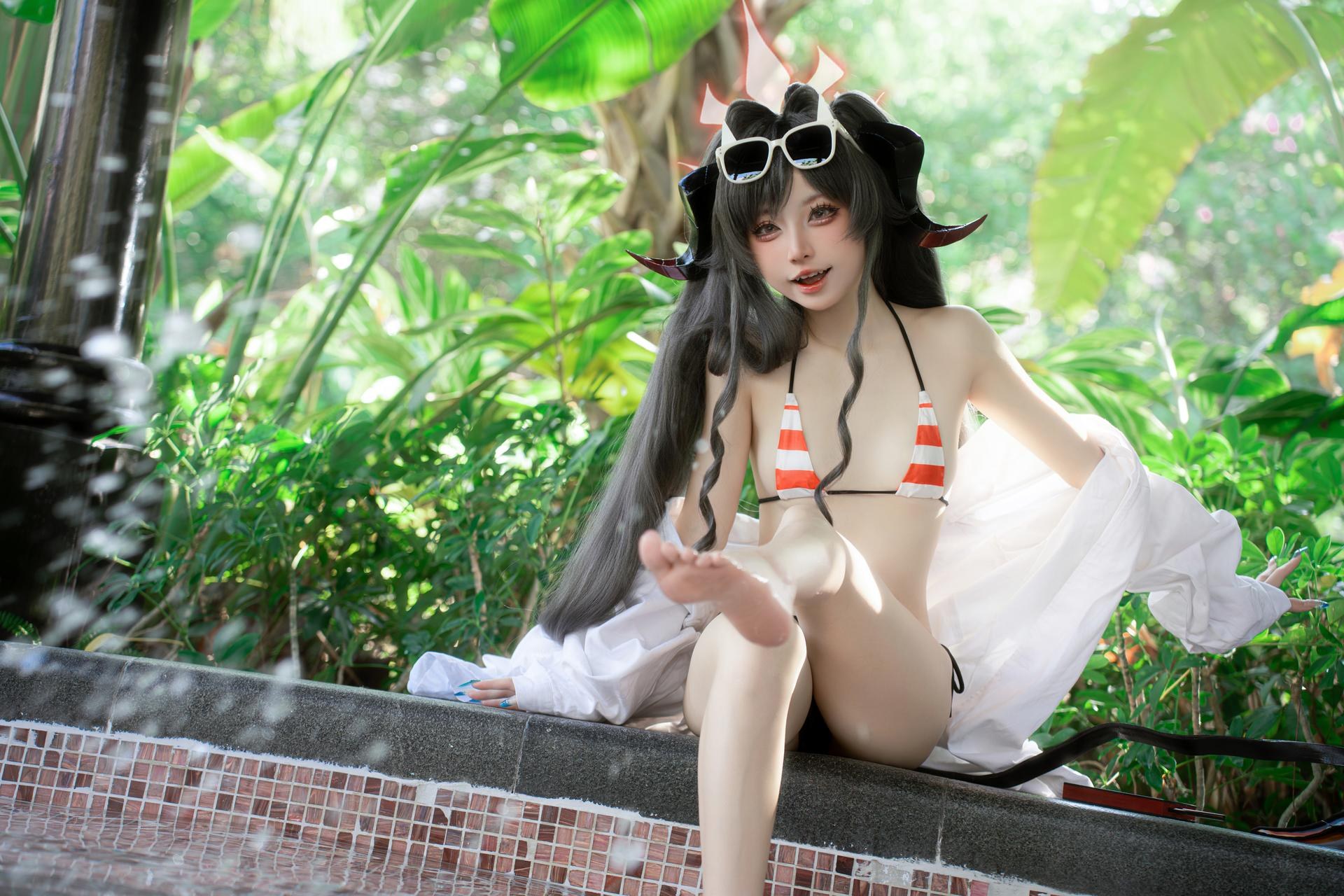 [코스프레] 纸悦Etsu_ko - 블루 아카이브 키누가와 카스미 수영복: 수영장 수영복 흰색 재킷 44P