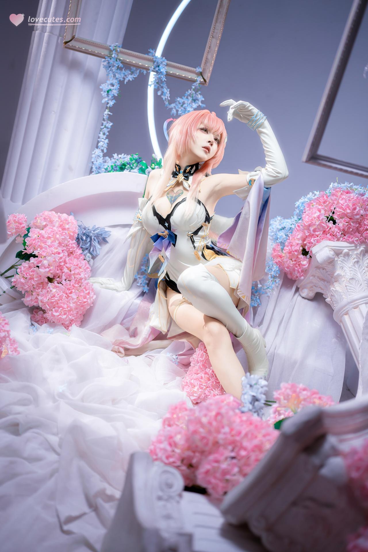 [cosplay] 纸悦Etsu_ko - 鳴潮 愛弥斯：ピンク髪の礼装 白ストッキングの夢幻的な背景 25P
