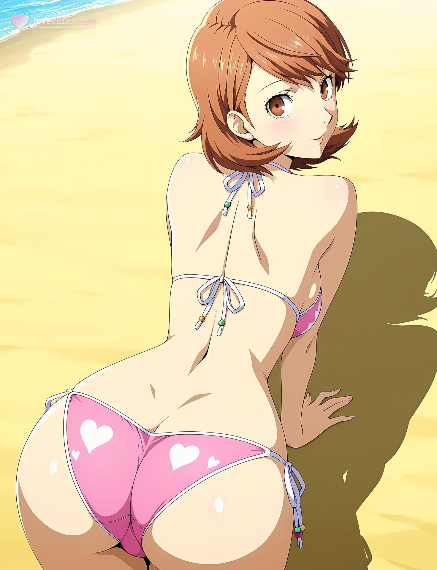 AI Generated Anime Girl - 女神异闻录3 岳羽由加莉：ชุดนักเรียนชุดชั้นในลูกไม้ ชายหาด และ露穴 85P