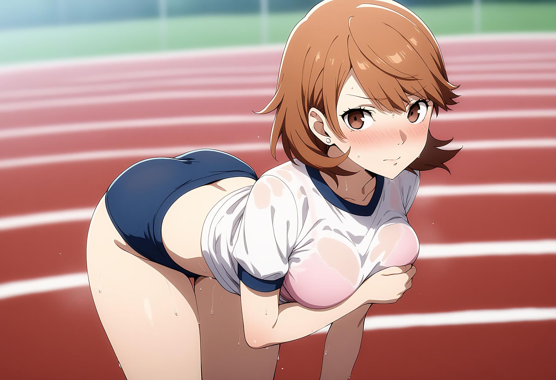 AI Generated Anime Girl - 女神异闻录3 岳羽由加莉：蕾丝内衣学生装沙滩露穴 85P