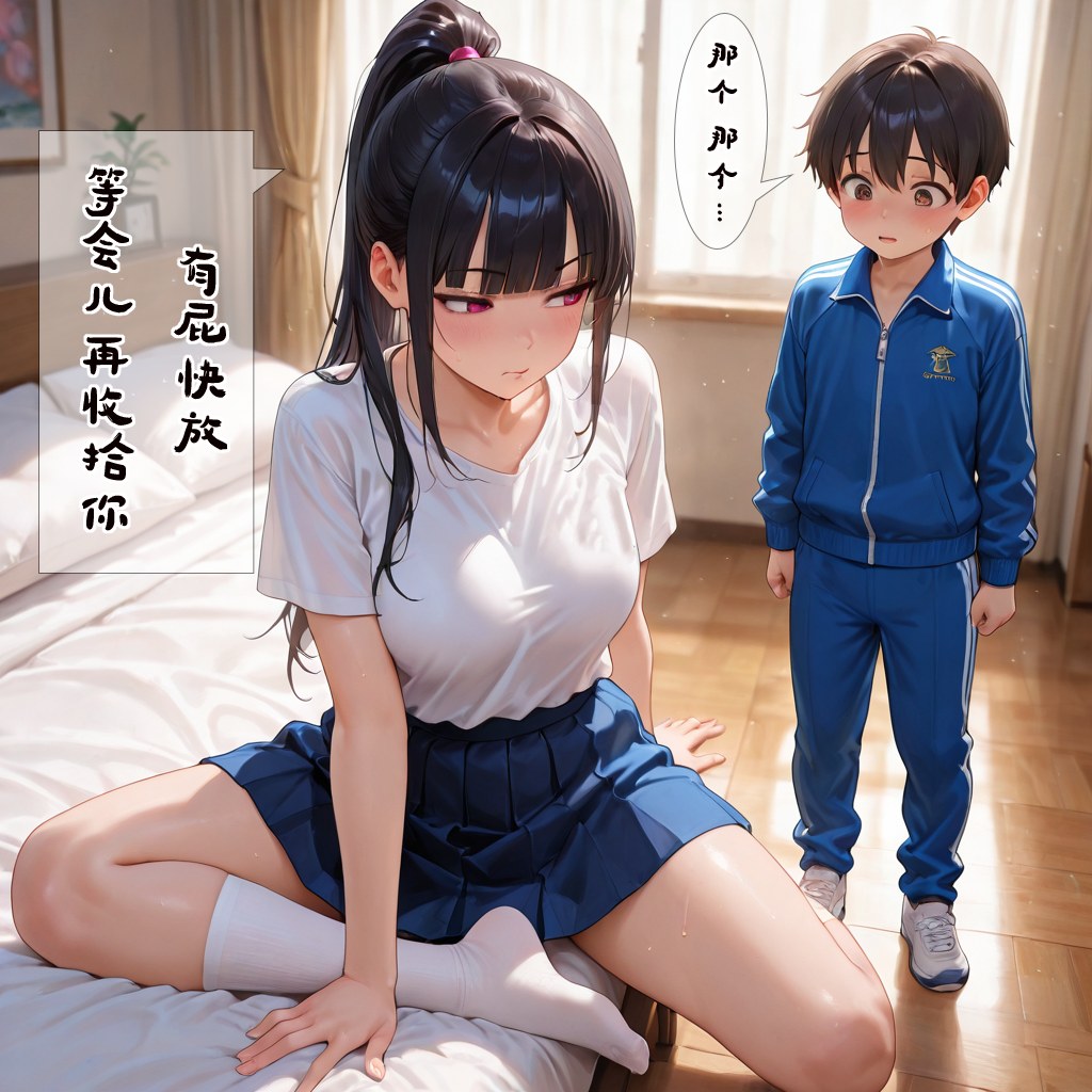 AI Generated Anime Girl - 小新性事：นักเรียนถ่ายบนเตียงเปิดอวัยวะเพศ 193P
