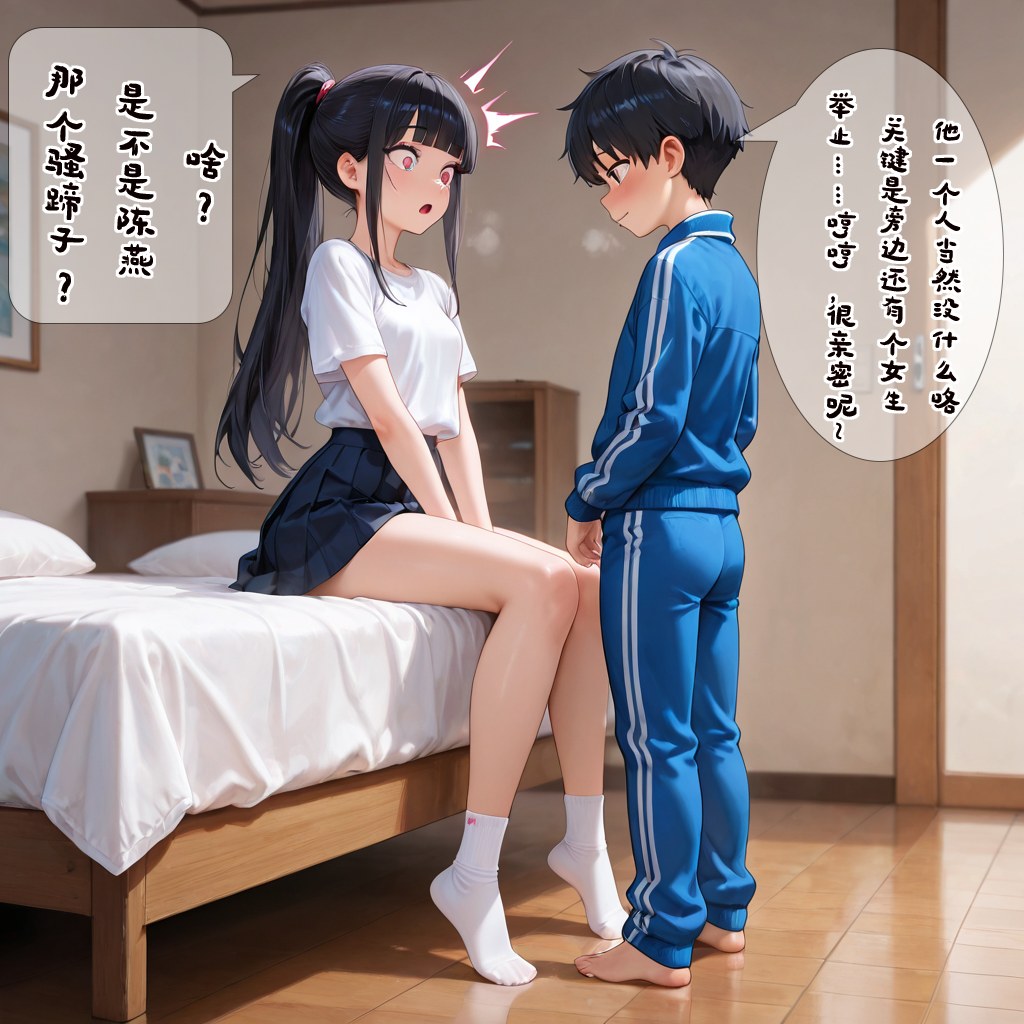 AI Generated Anime Girl - 小新性事：นักเรียนถ่ายบนเตียงเปิดอวัยวะเพศ 193P