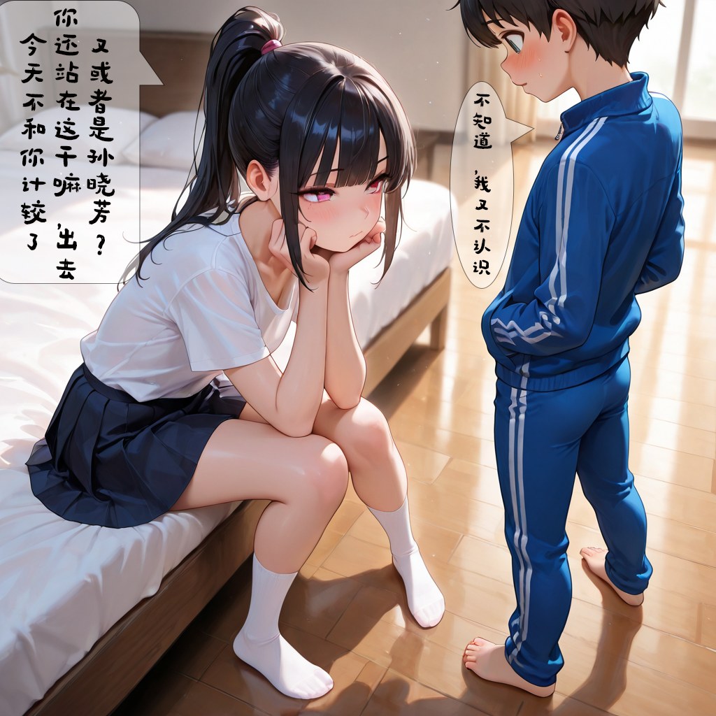 AI Generated Anime Girl - 小新性事：นักเรียนถ่ายบนเตียงเปิดอวัยวะเพศ 193P