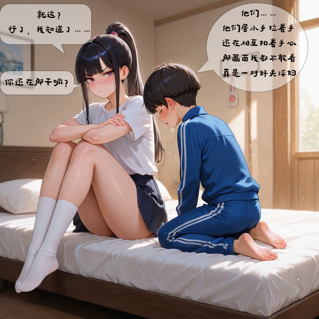 AI生成アニメ少女 - 小新性事：学生服でのベッド撮影と露出 193P