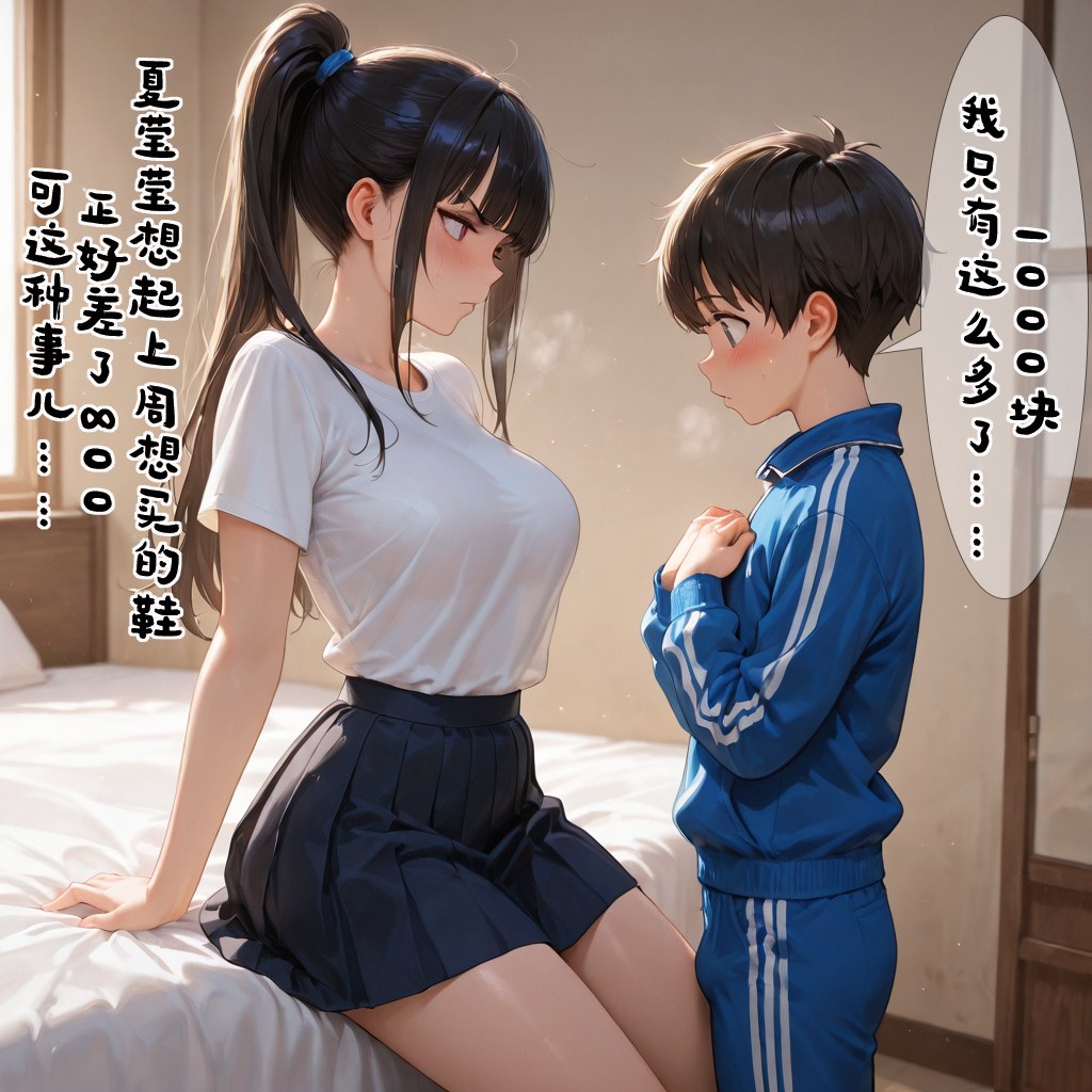 AI生成アニメ少女 - 小新性事：学生服でのベッド撮影と露出 193P