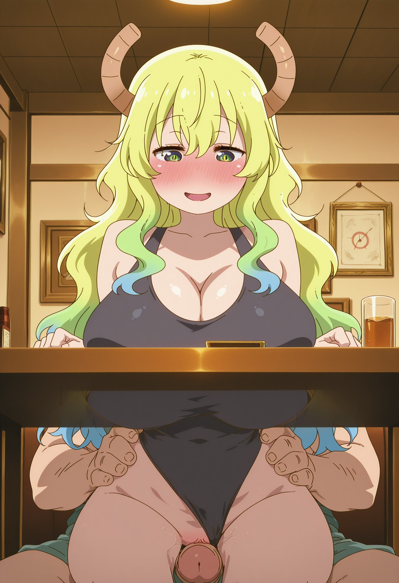 AI Generated Anime Girl - 小林家的龙女仆 露科亚：黑丝紧身衣私房露穴 50P