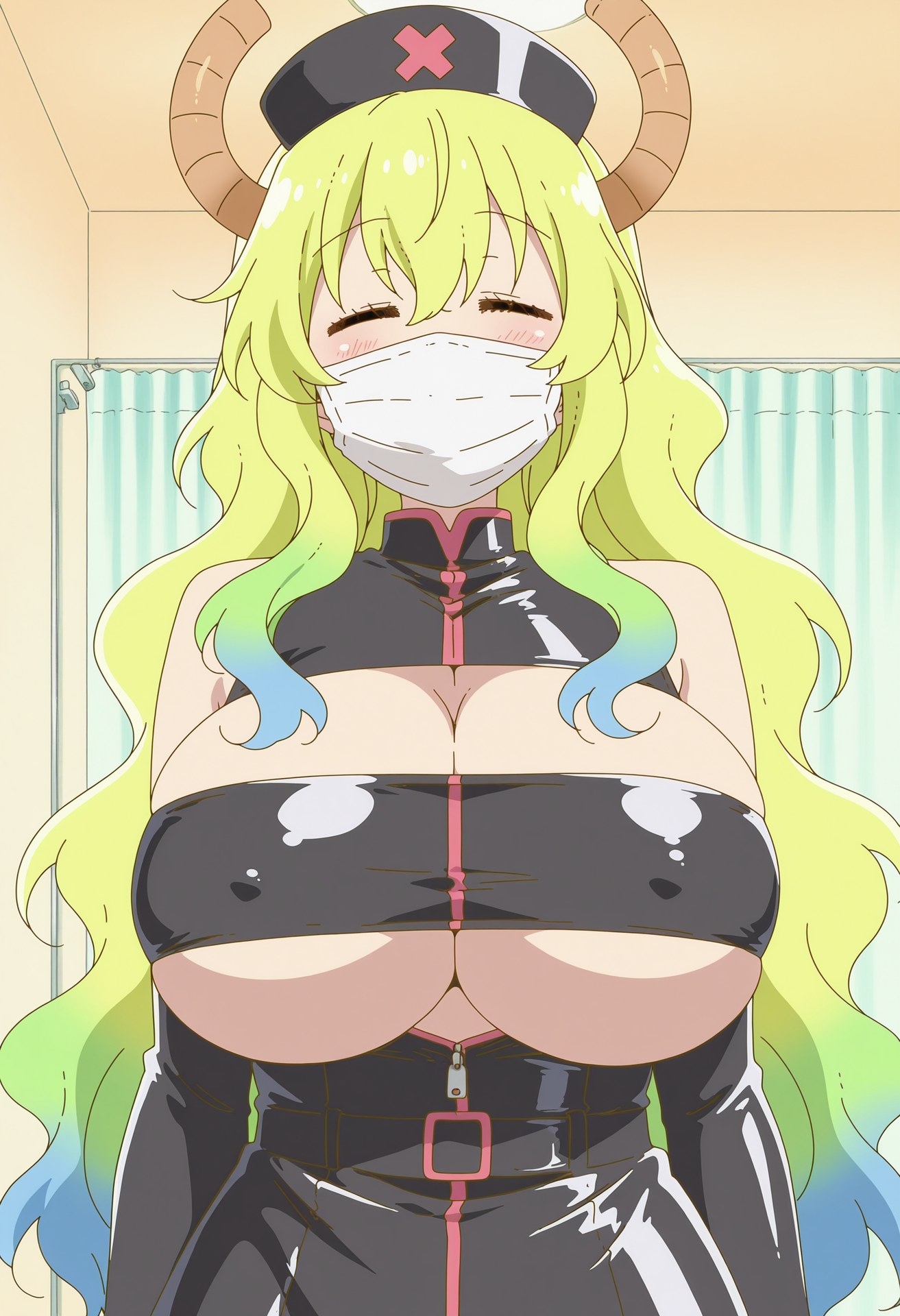 AI Generated Anime Girl - 小林家的龙女仆 露科亚：黑丝紧身衣私房露穴 50P