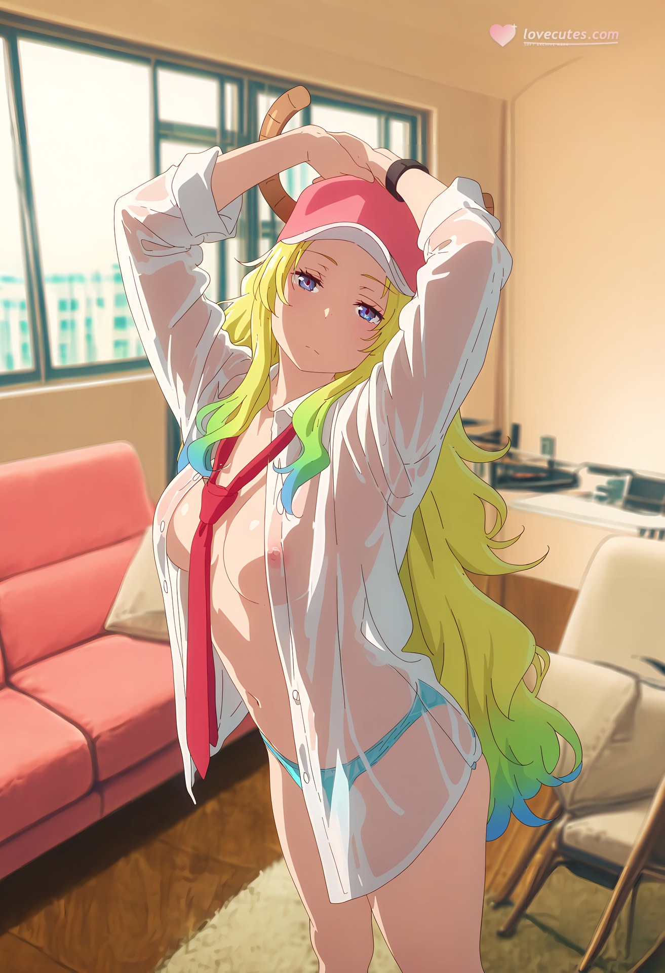 Cô gái anime do AI tạo ra - 小林家的龙女仆 露科亚: 黑丝紧身衣私房露穴 50P