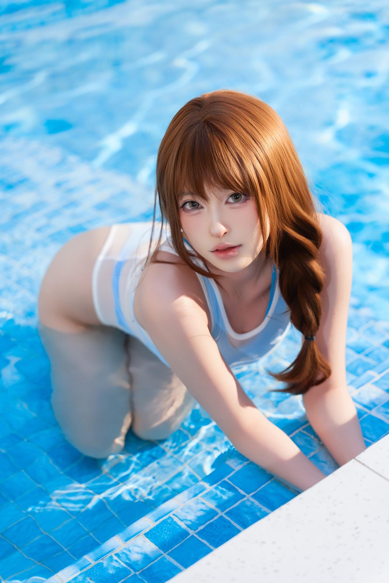 [Ảnh] Shimizu Yuno - Ánh nắng bạc hà: bên hồ bơi, bikini trắng, nắng trong trẻo, chân đẹp 71P