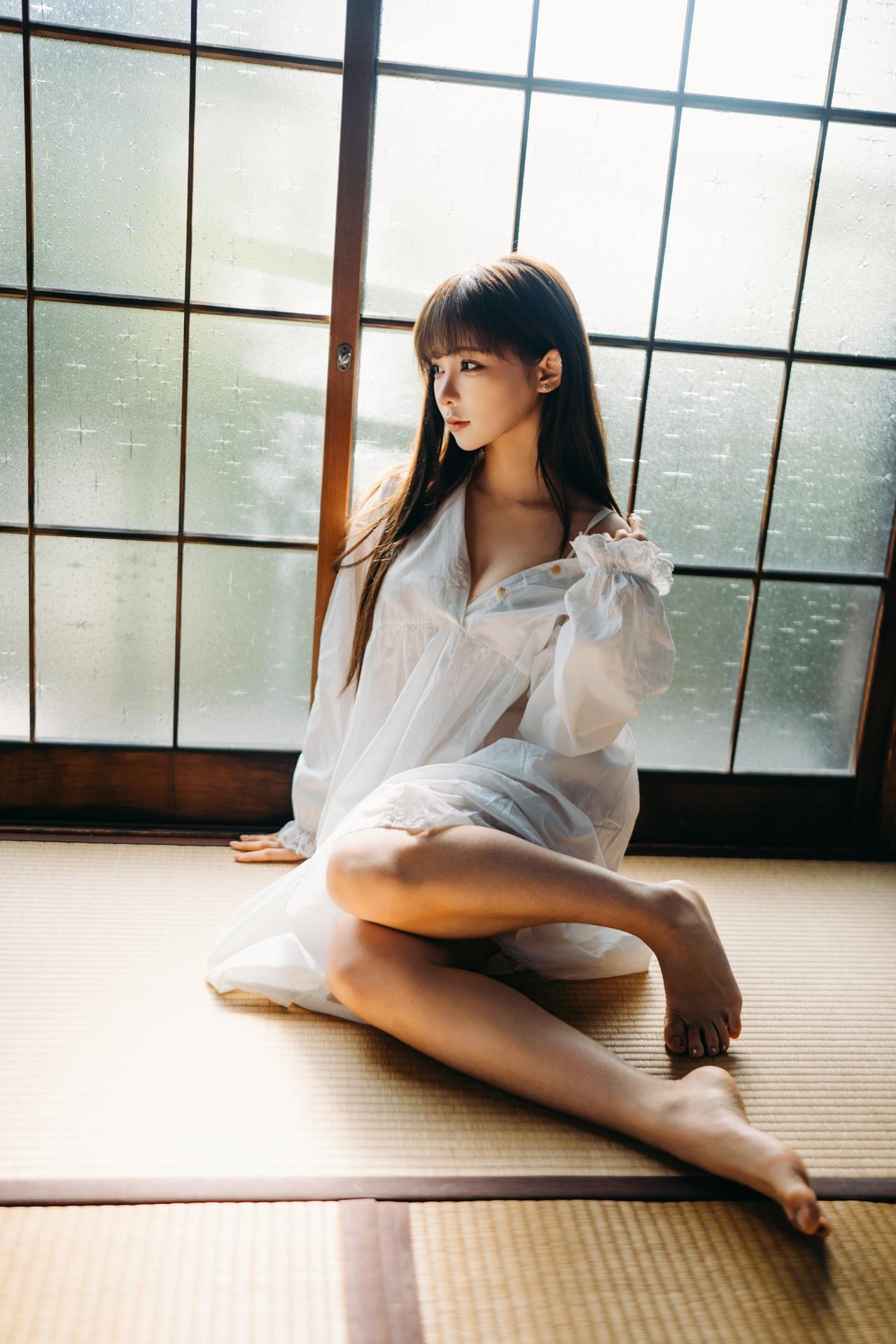 [写真] 蠢沫沫 - Dương: Kimono phòng kiểu Nhật, áo choàng ngủ voan trắng, ảnh với ánh sáng lạnh 31P