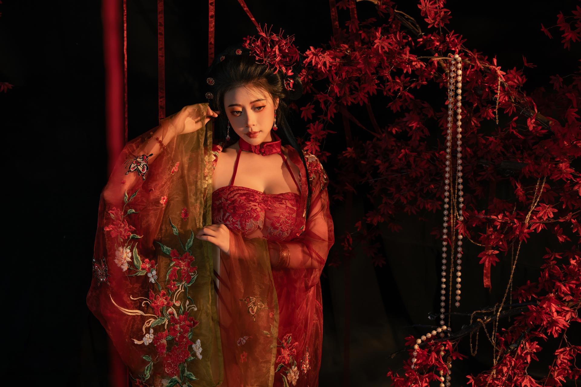 [私房] 奈汐醬nice - 流丹：紅繩古風內衣 花影布景大尺度 85P