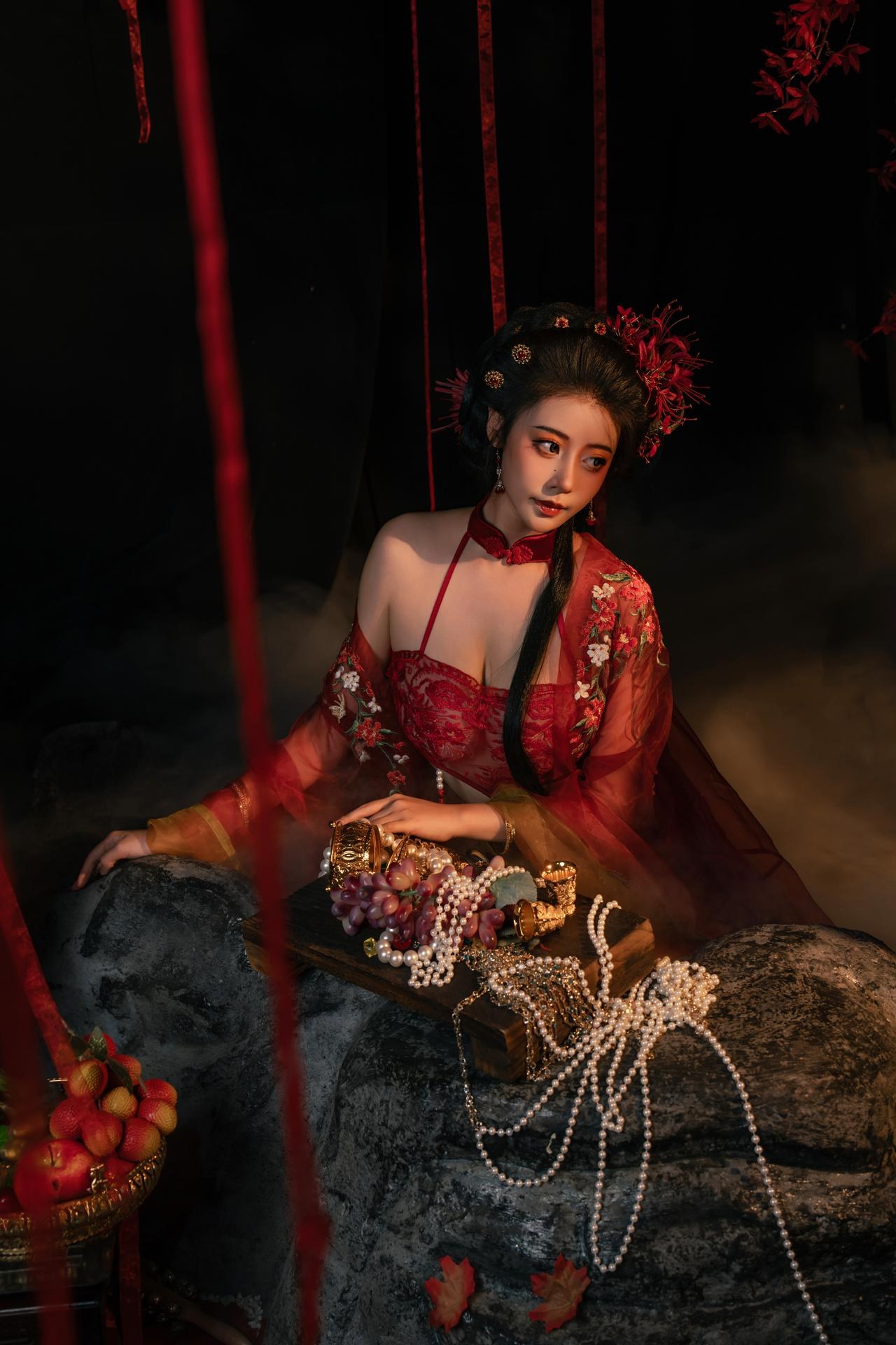 [私房] 奈汐醬nice - 流丹：紅繩古風內衣 花影布景大尺度 85P