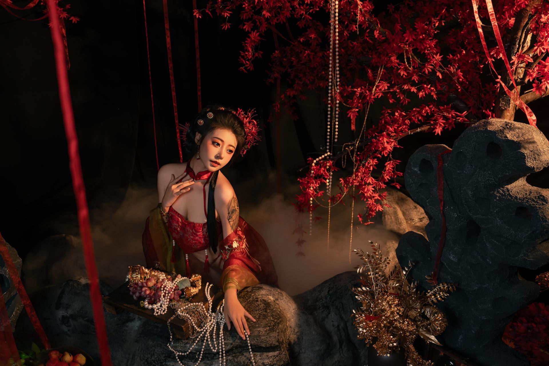[私房] 奈汐醬nice - 流丹：紅繩古風內衣 花影布景大尺度 85P