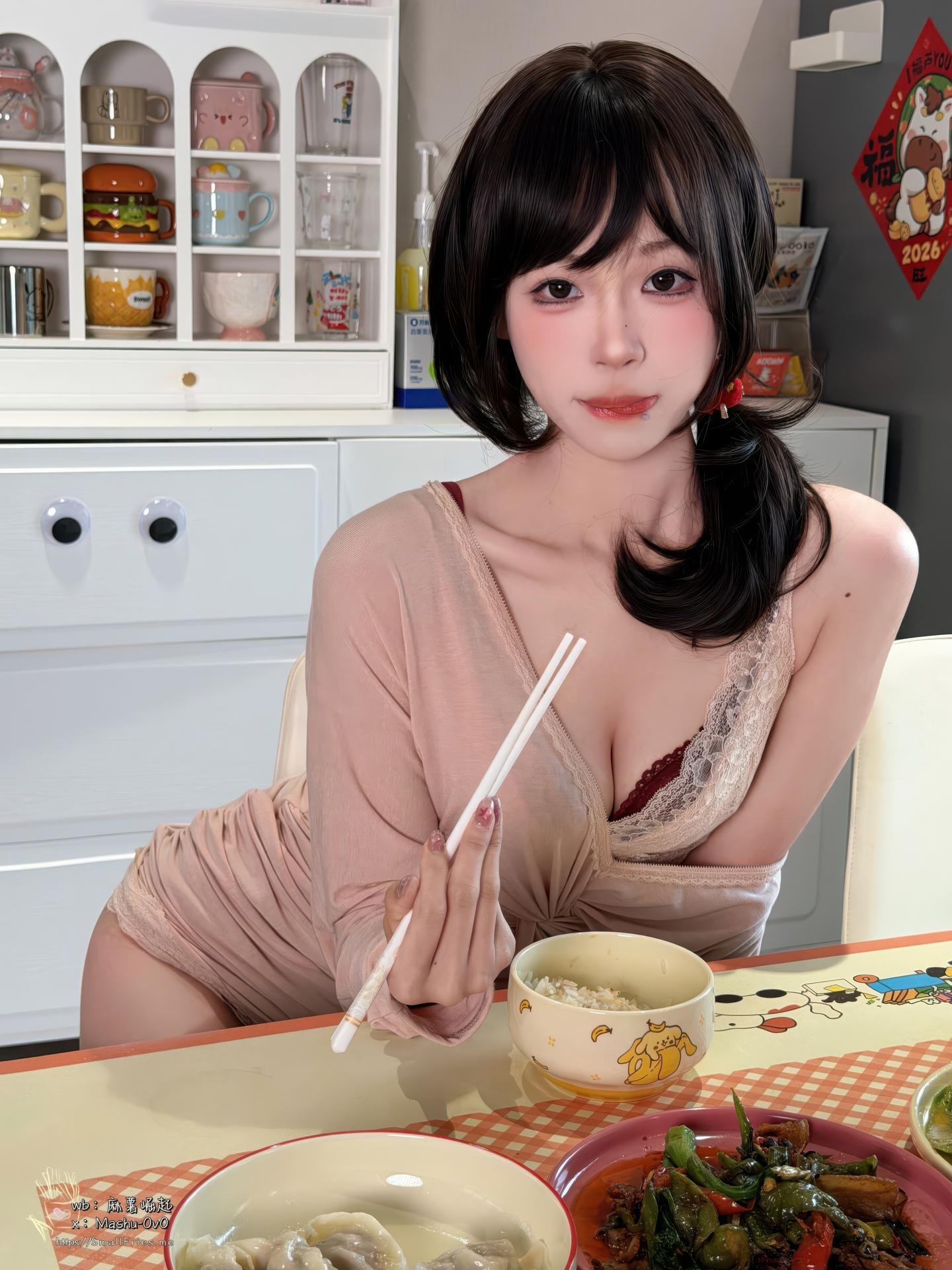 [私房] 麻薯好吃 - 岁末情书：新年红装居家私房 黑丝美腿 105P1V
