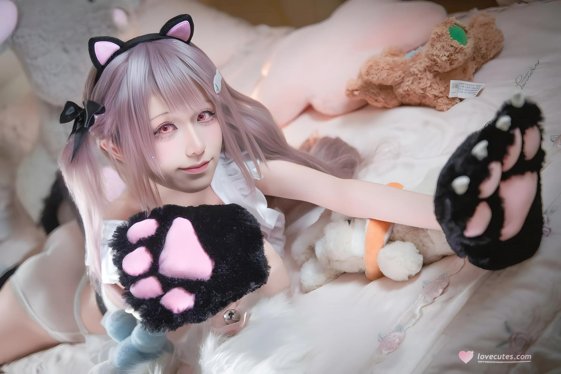 [cosplay] 双木扶苏 - 碧蓝航线 水星纪念：ชุดว่ายน้ำสไตล์ญี่ปุ่นสีแดงขาว ผมขาว หน้าอกสวย สมจริง 31P