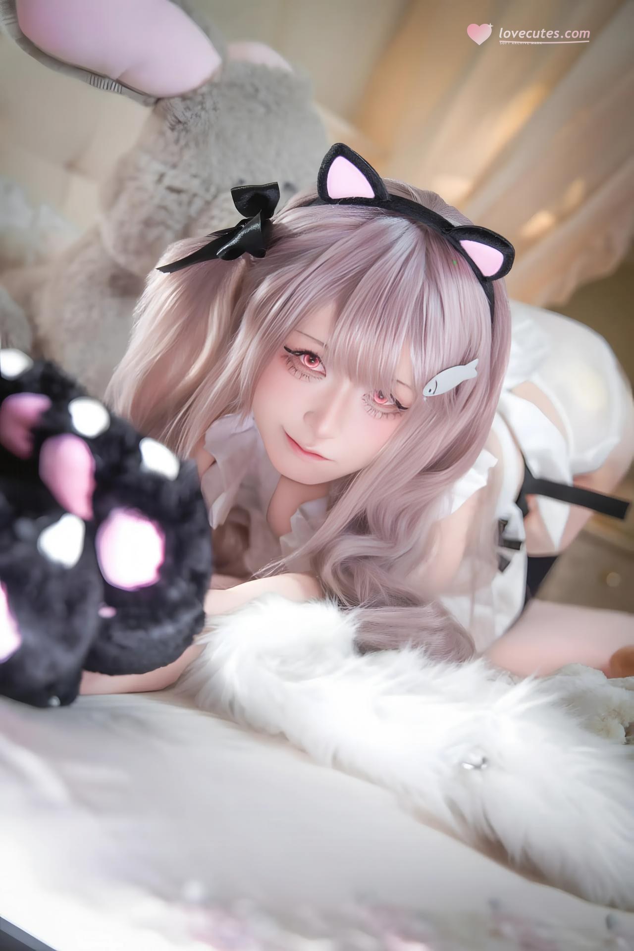 [cosplay] 双木扶苏 - 碧蓝航线 水星纪念：ชุดว่ายน้ำสไตล์ญี่ปุ่นสีแดงขาว ผมขาว หน้าอกสวย สมจริง 31P