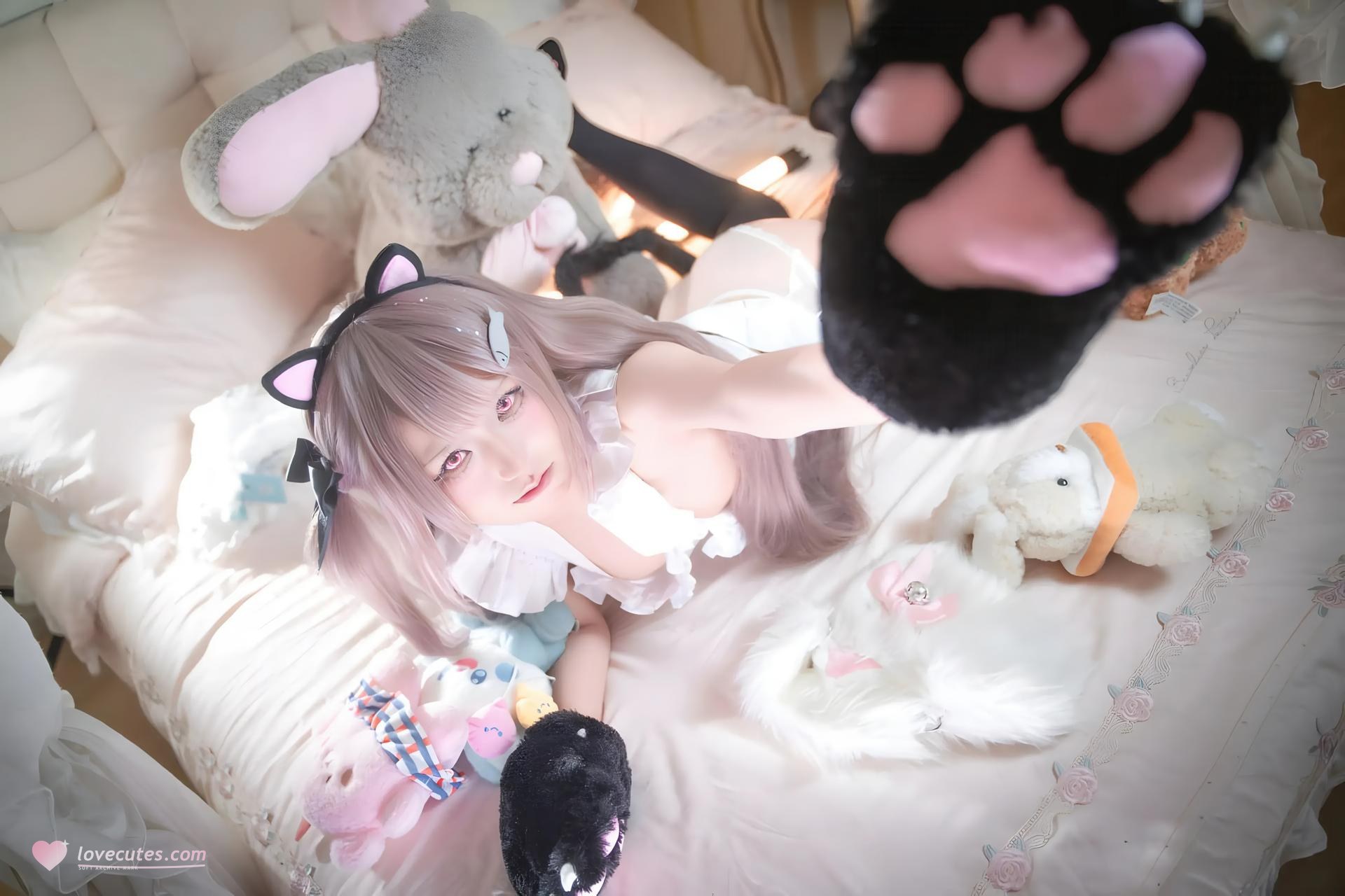 [cosplay] 双木扶苏 - 碧蓝航线 水星纪念：ชุดว่ายน้ำสไตล์ญี่ปุ่นสีแดงขาว ผมขาว หน้าอกสวย สมจริง 31P