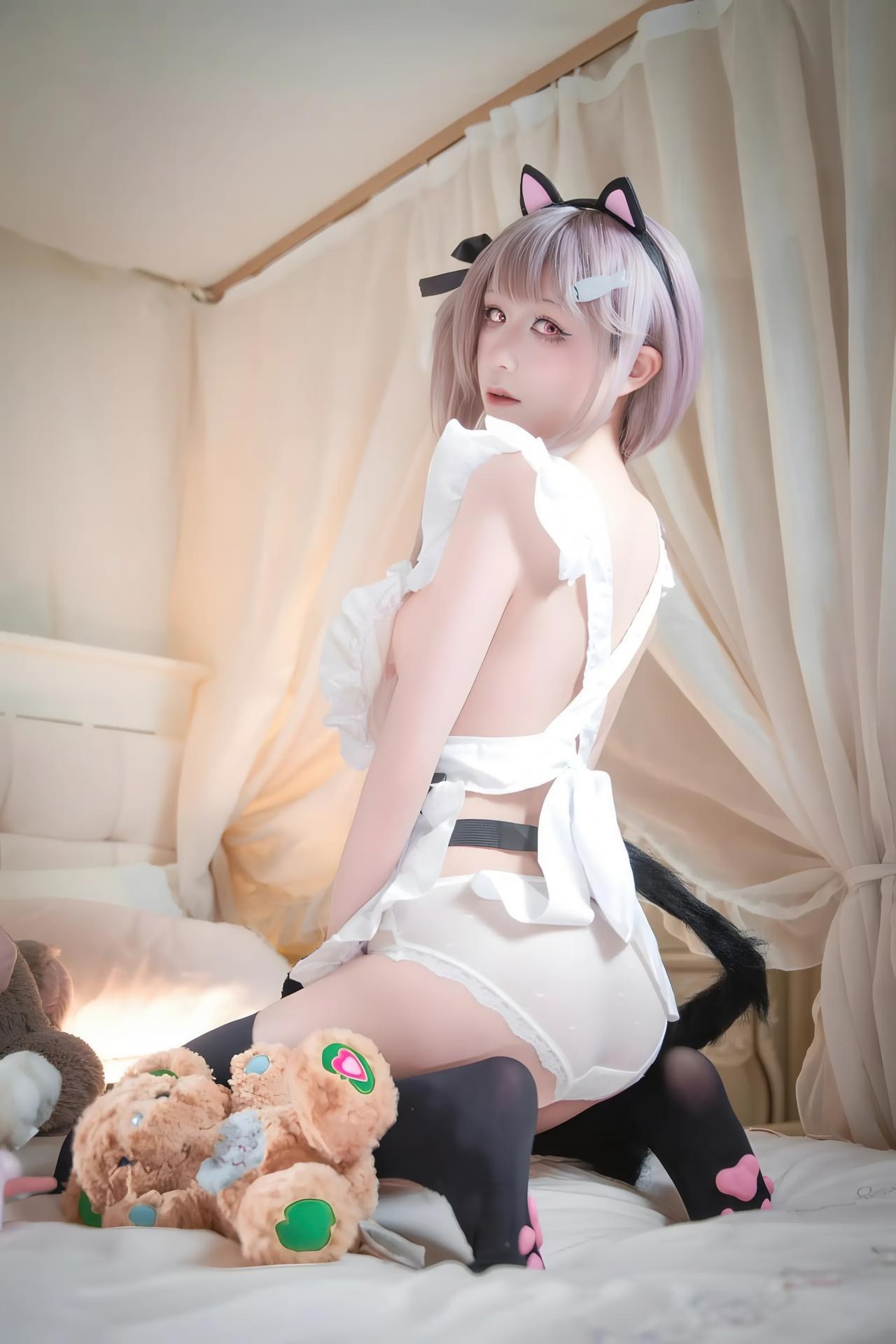 [cosplay] 双木扶苏 - 碧蓝航线 水星纪念：红白和风泳装 白发美胸还原 31P