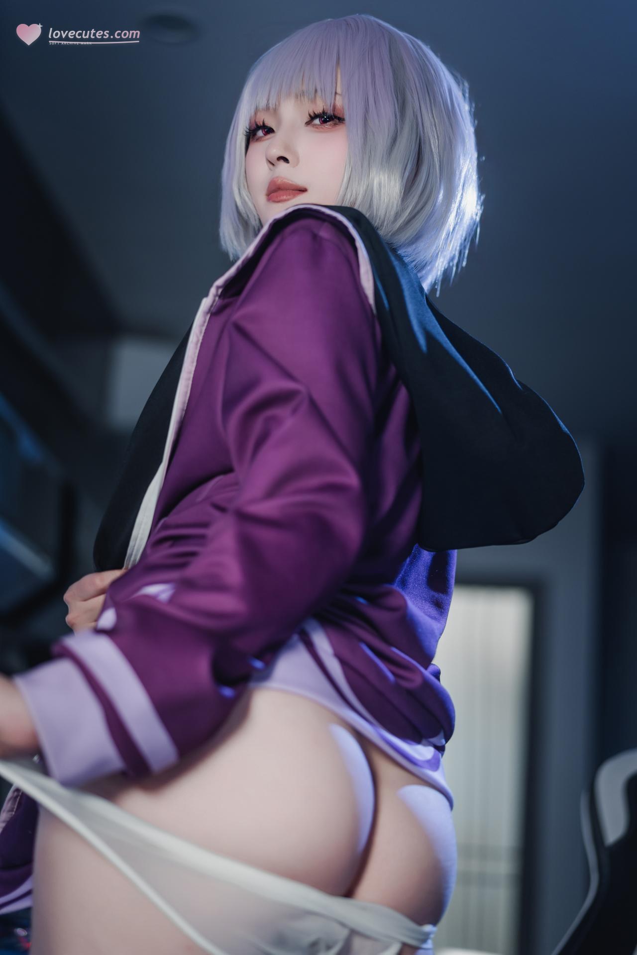[cosplay] Natsuko夏夏子 - SSSS.GRIDMAN 新条茜：机房紫黑紧身战斗服 美腿还原 82P