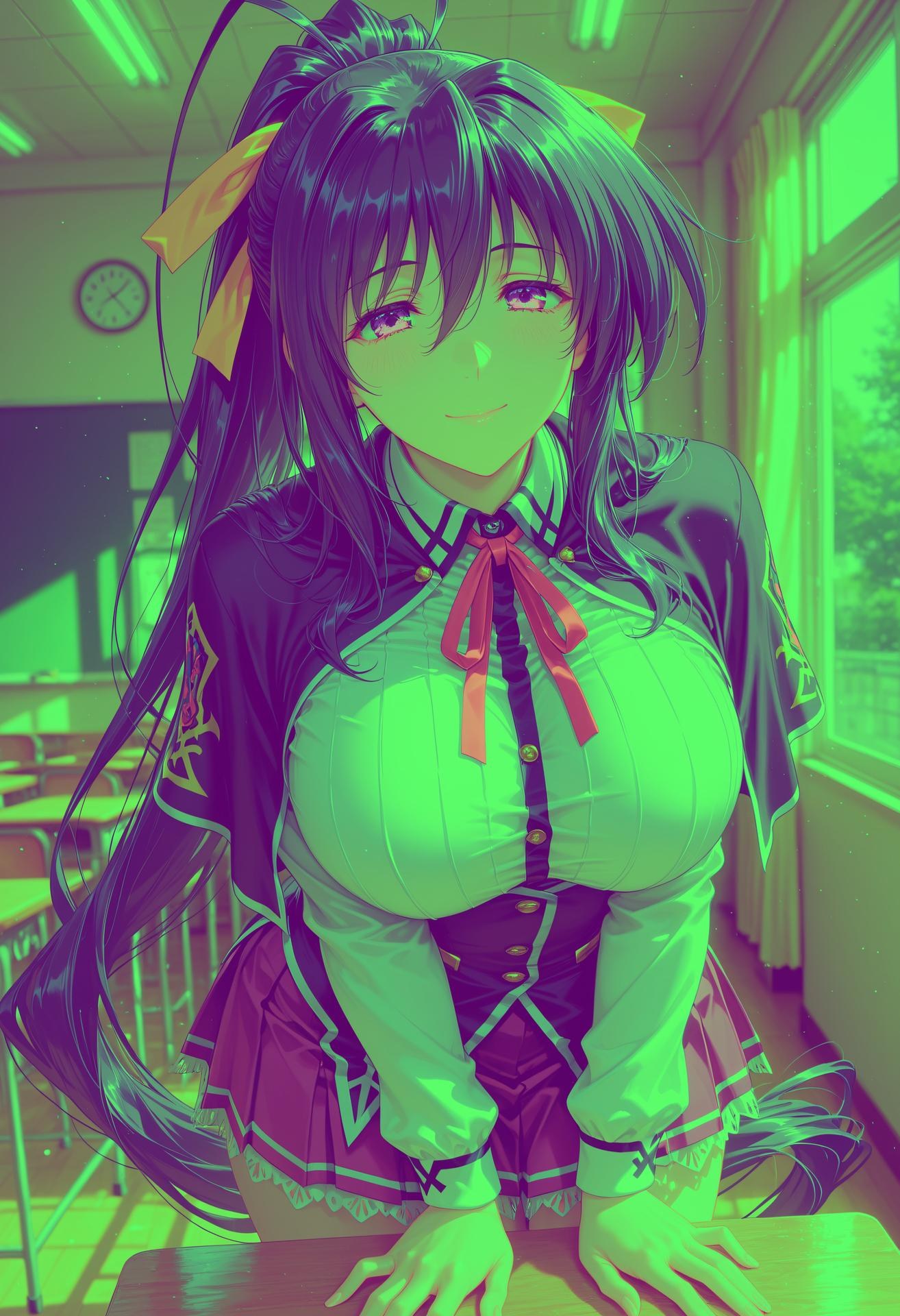 AI Generated Anime Girl - 恶魔高中D×D 姬岛朱乃：ชุดนักเรียนชุดชั้นในลูกไม้露穴 107P