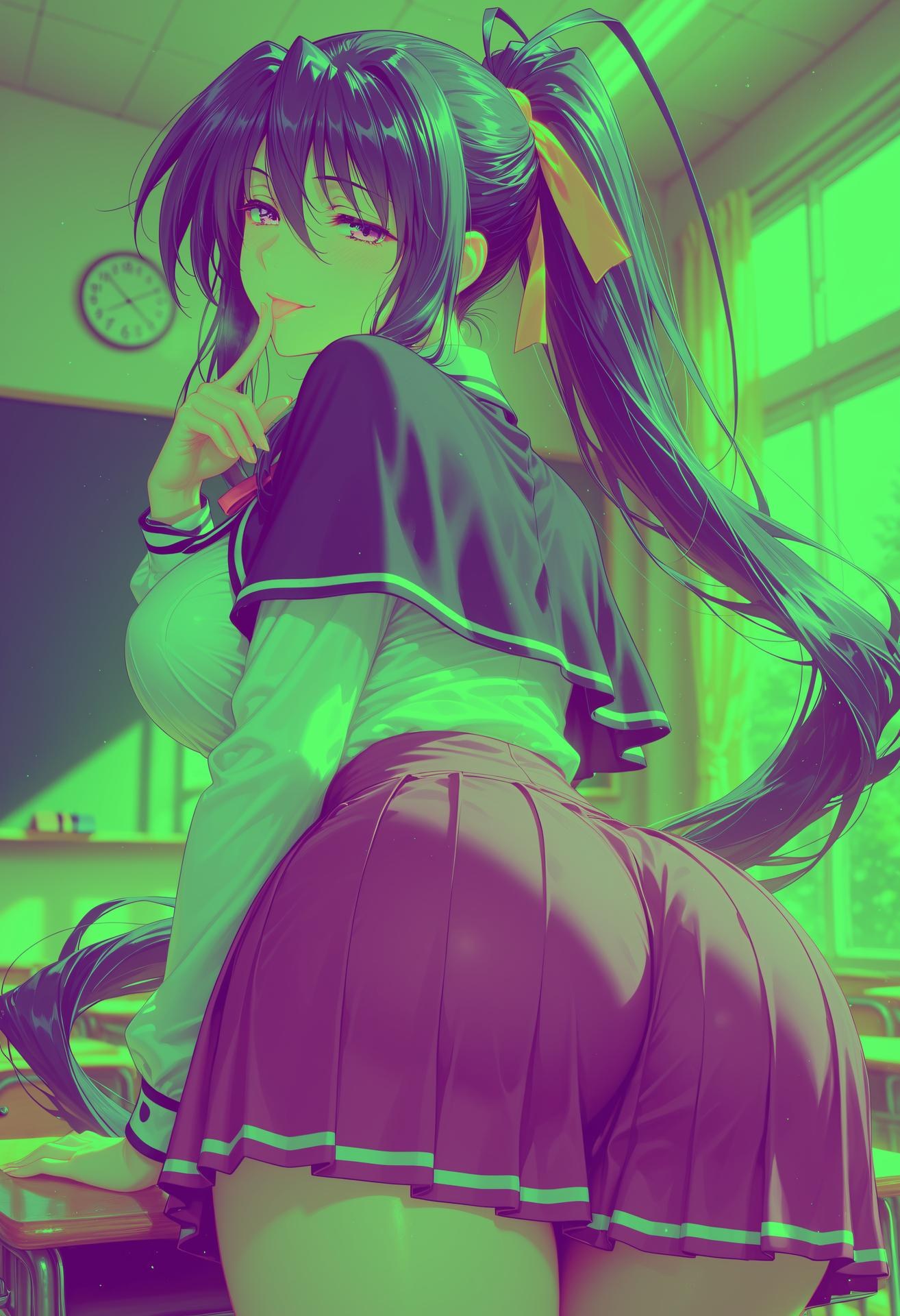 AI Generated Anime Girl - 恶魔高中D×D 姬岛朱乃：ชุดนักเรียนชุดชั้นในลูกไม้露穴 107P