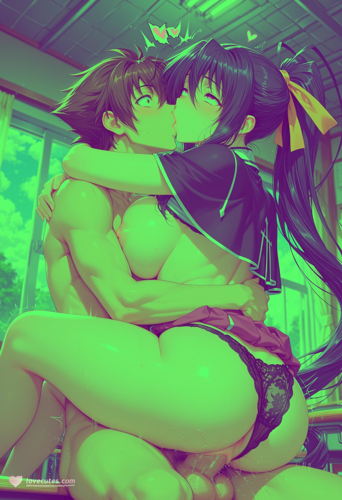 AI Generated Anime Girl - 恶魔高中D×D 姬岛朱乃：蕾丝内衣学生装露穴 107P