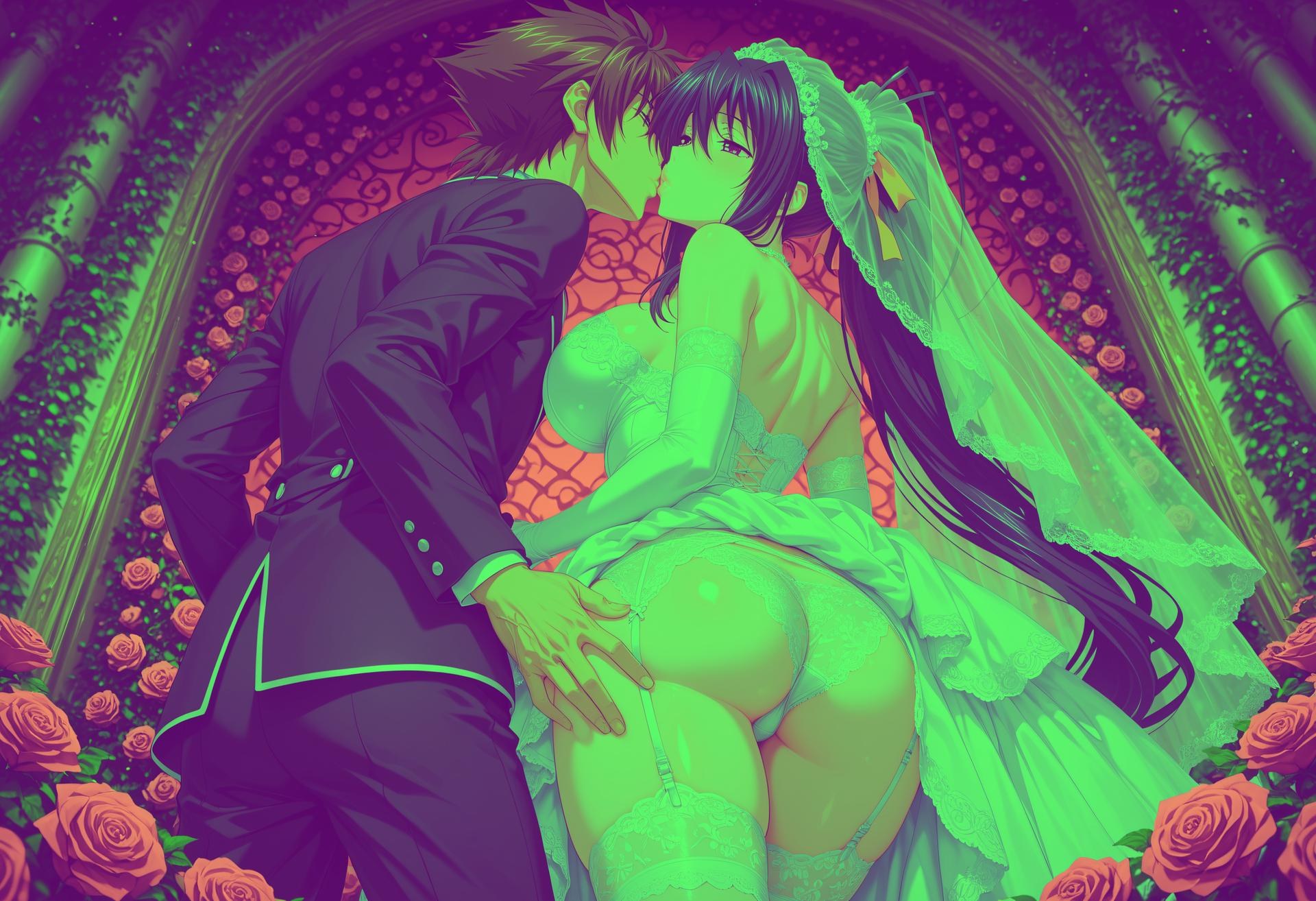 AI Generated Anime Girl - 恶魔高中D×D 姬岛朱乃：ชุดนักเรียนชุดชั้นในลูกไม้露穴 107P