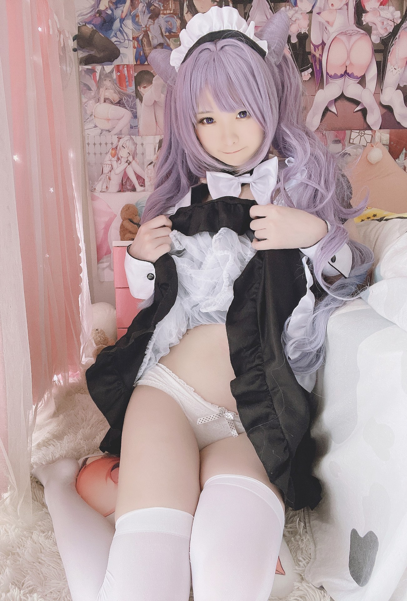 [cosplay] 习呆呆 - 刻晴女仆：紫发猫耳露点还原 27P