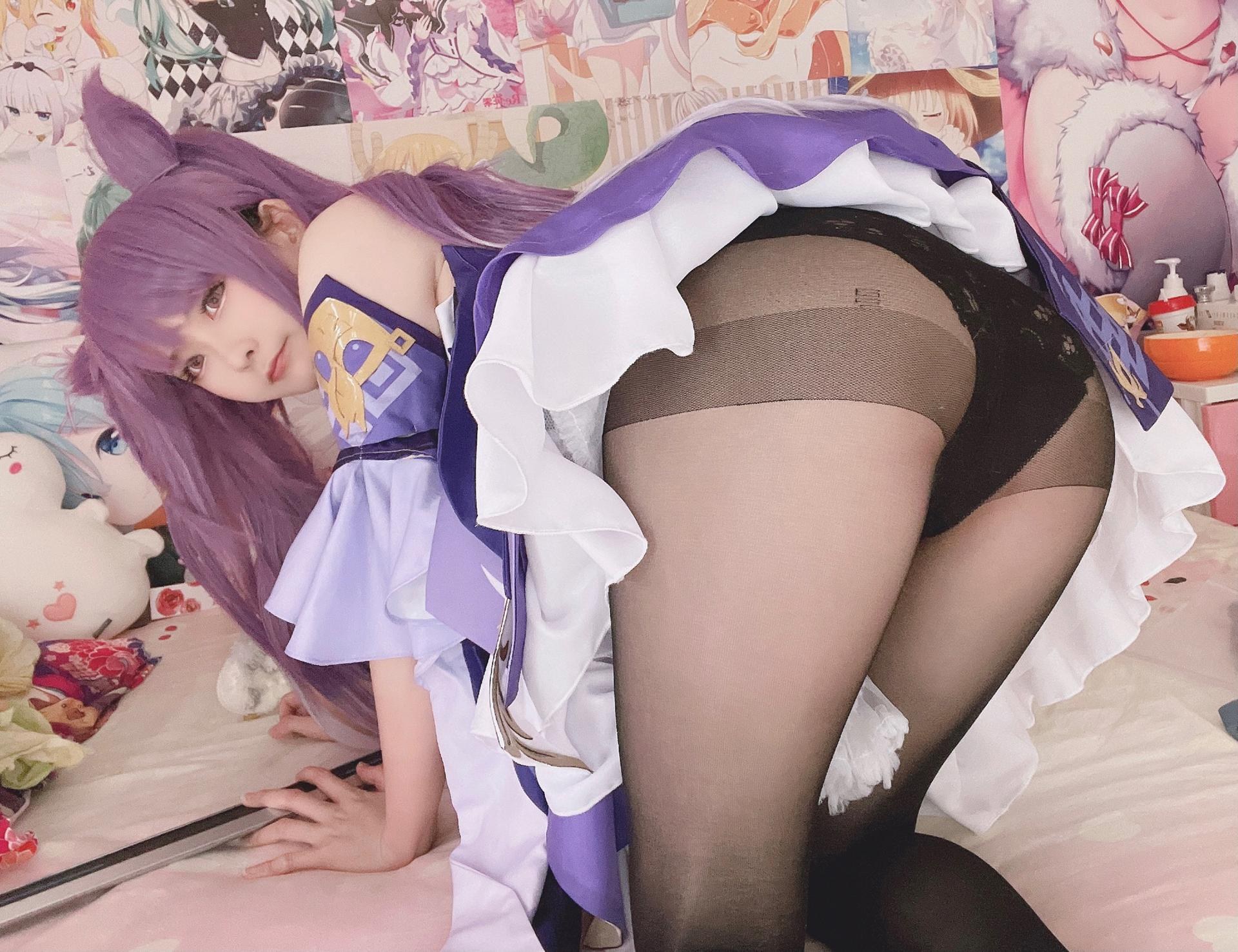[cosplay] Xi Dai Dai - Keqing: Purple-haired bunny-ear explicit large-scale recreation 60P2V