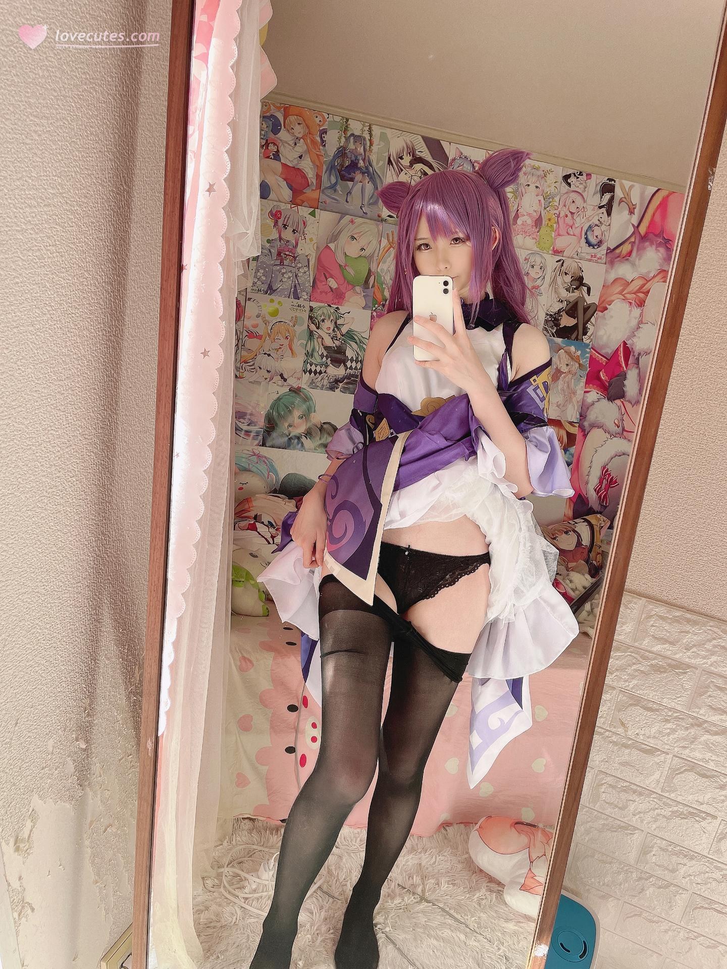 [cosplay] 习呆呆 - 刻晴：紫发兔耳露点大尺度还原 60P2V