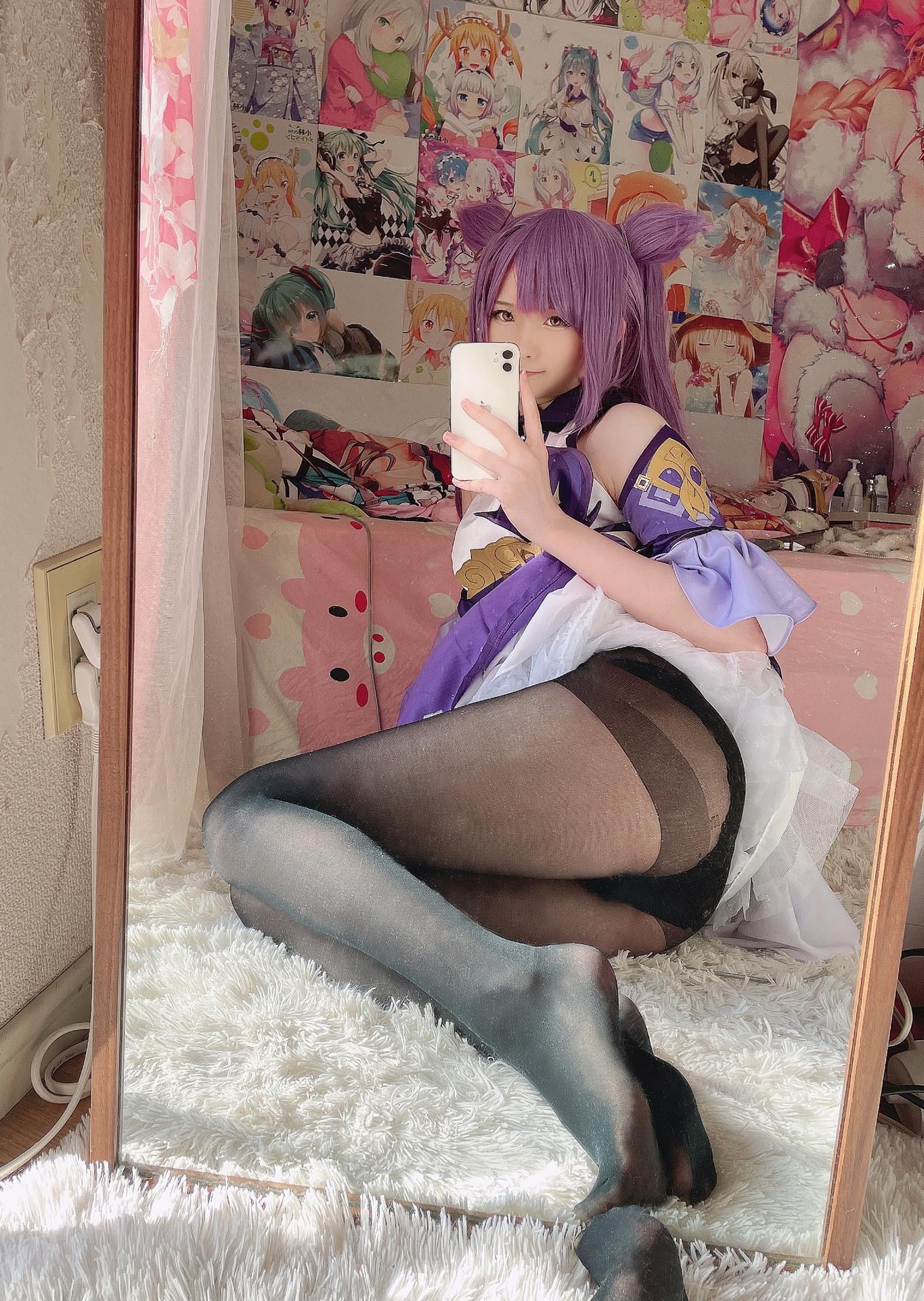 [cosplay] Xi Dai Dai - Keqing: Purple-haired bunny-ear explicit large-scale recreation 60P2V
