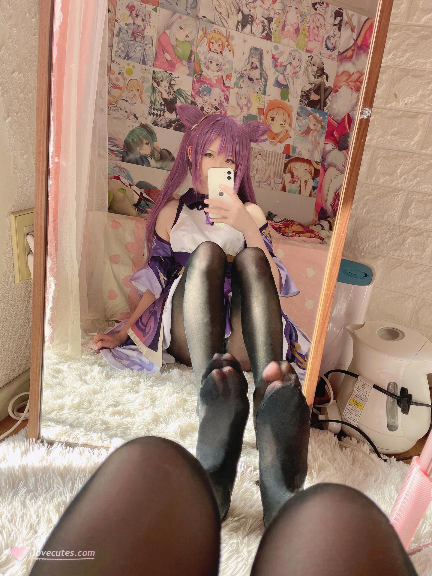 [cosplay] Xi Dai Dai - Keqing: Purple-haired bunny-ear explicit large-scale recreation 60P2V