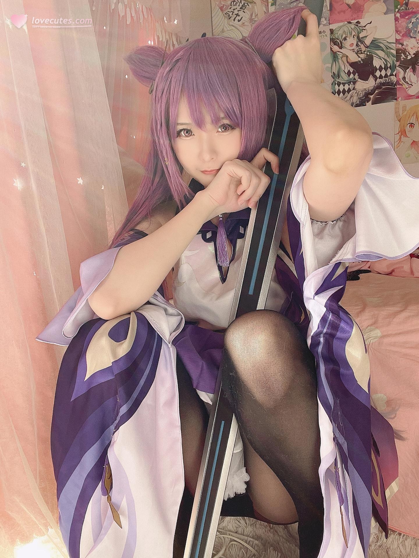 [cosplay] 习呆呆 - 刻晴：紫发兔耳露点大尺度还原 60P2V
