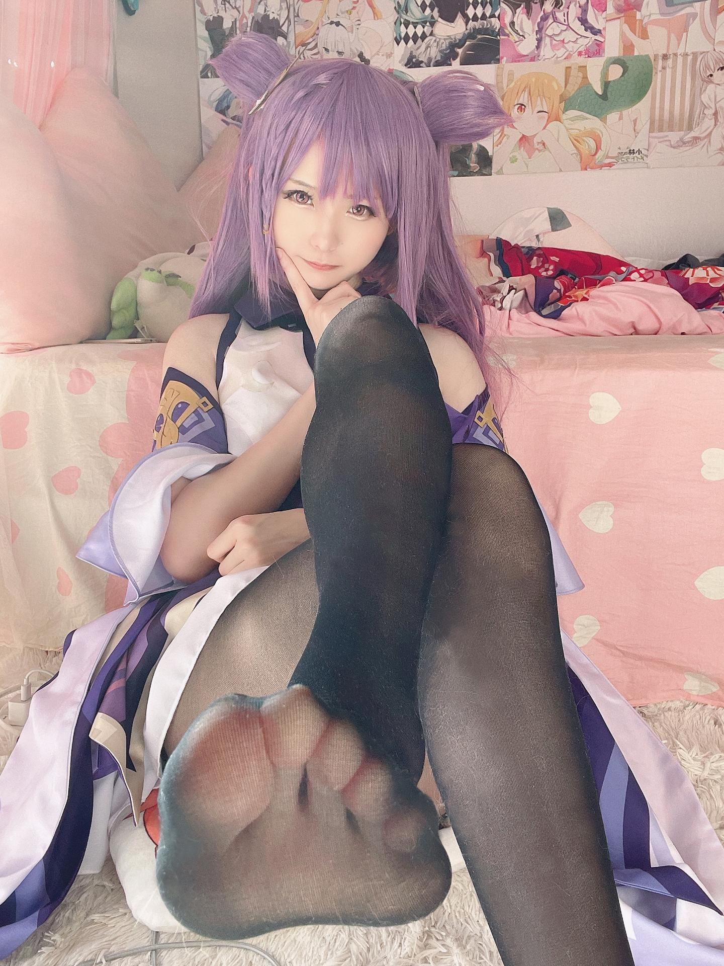 [cosplay] 习呆呆 - 刻晴：紫发兔耳露点大尺度还原 60P2V