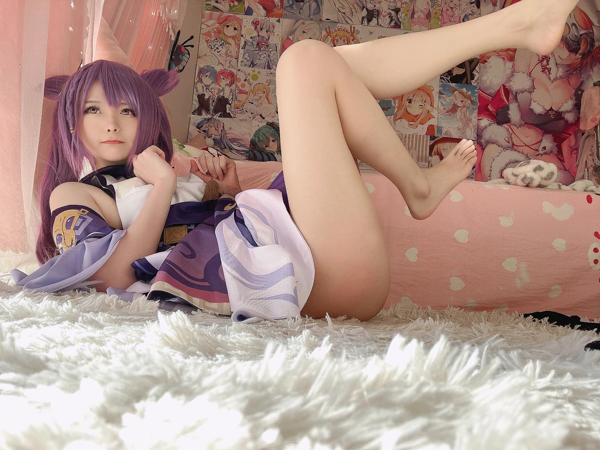 [cosplay] Xi Dai Dai - Keqing: Purple-haired bunny-ear explicit large-scale recreation 60P2V