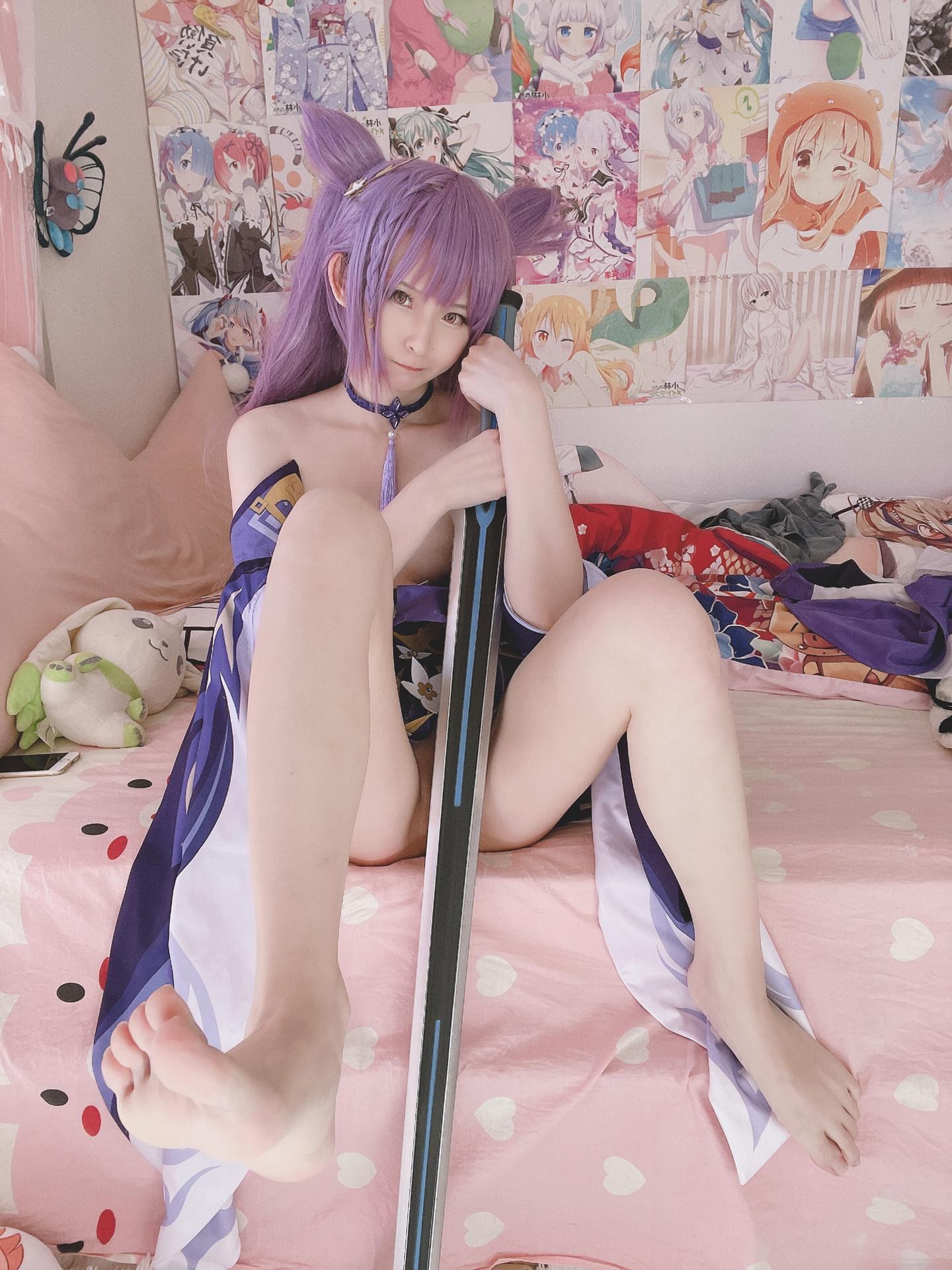[cosplay] Xi Dai Dai - Keqing: Purple-haired bunny-ear explicit large-scale recreation 60P2V