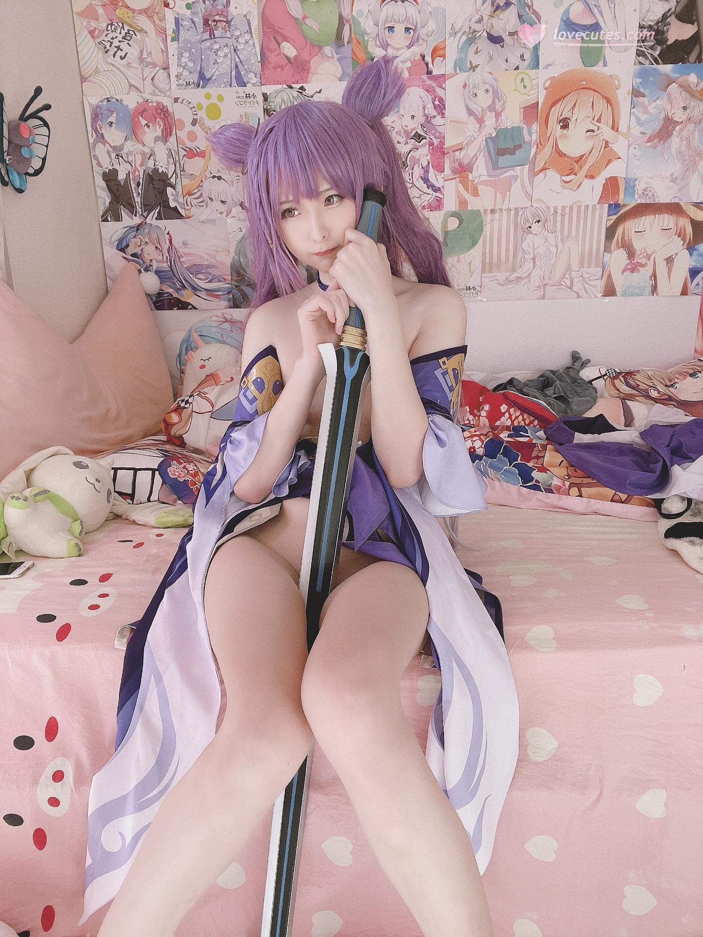 [cosplay] Xi Dai Dai - Keqing: Purple-haired bunny-ear explicit large-scale recreation 60P2V
