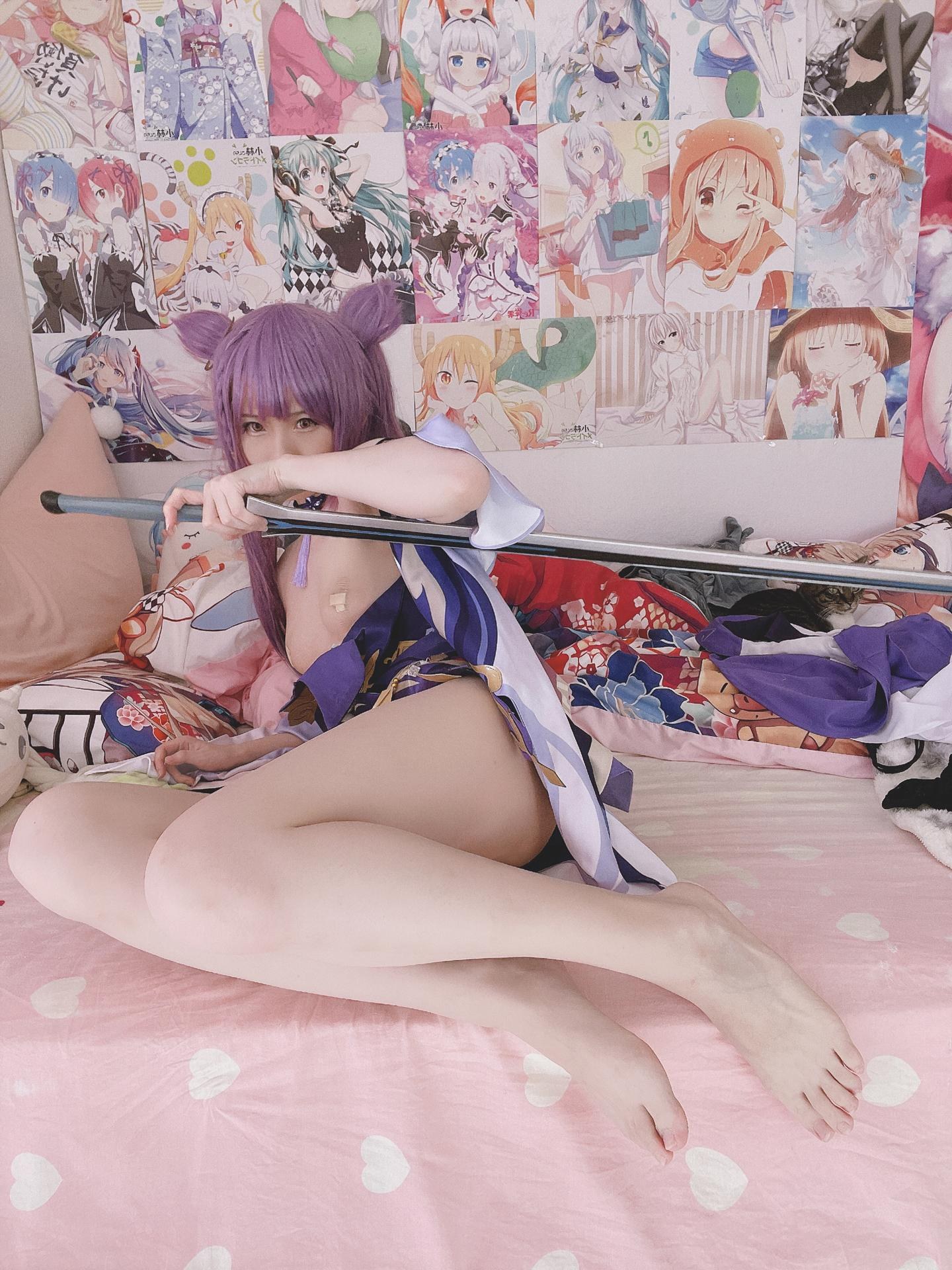 [cosplay] Xi Dai Dai - Keqing: Purple-haired bunny-ear explicit large-scale recreation 60P2V