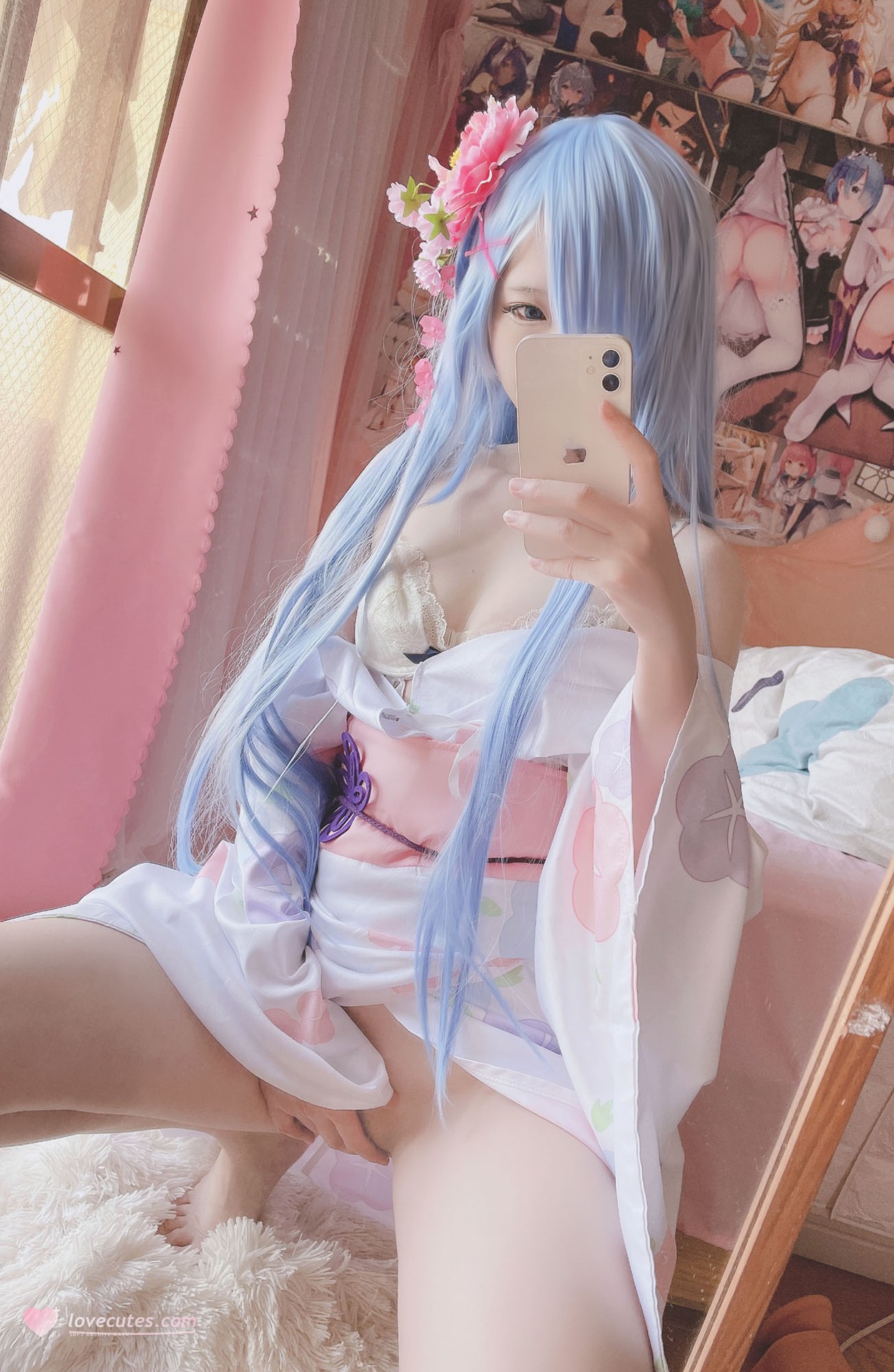 [cosplay] Xidai Dai - Rem Kimono: Pink-and-White Wa Style Polka Dot Recreation 42P1V