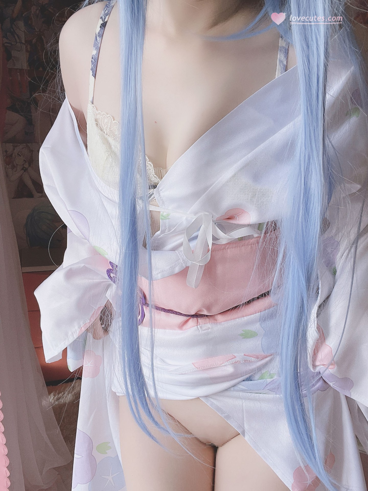 [cosplay] Xidai Dai - Rem Kimono: Pink-and-White Wa Style Polka Dot Recreation 42P1V