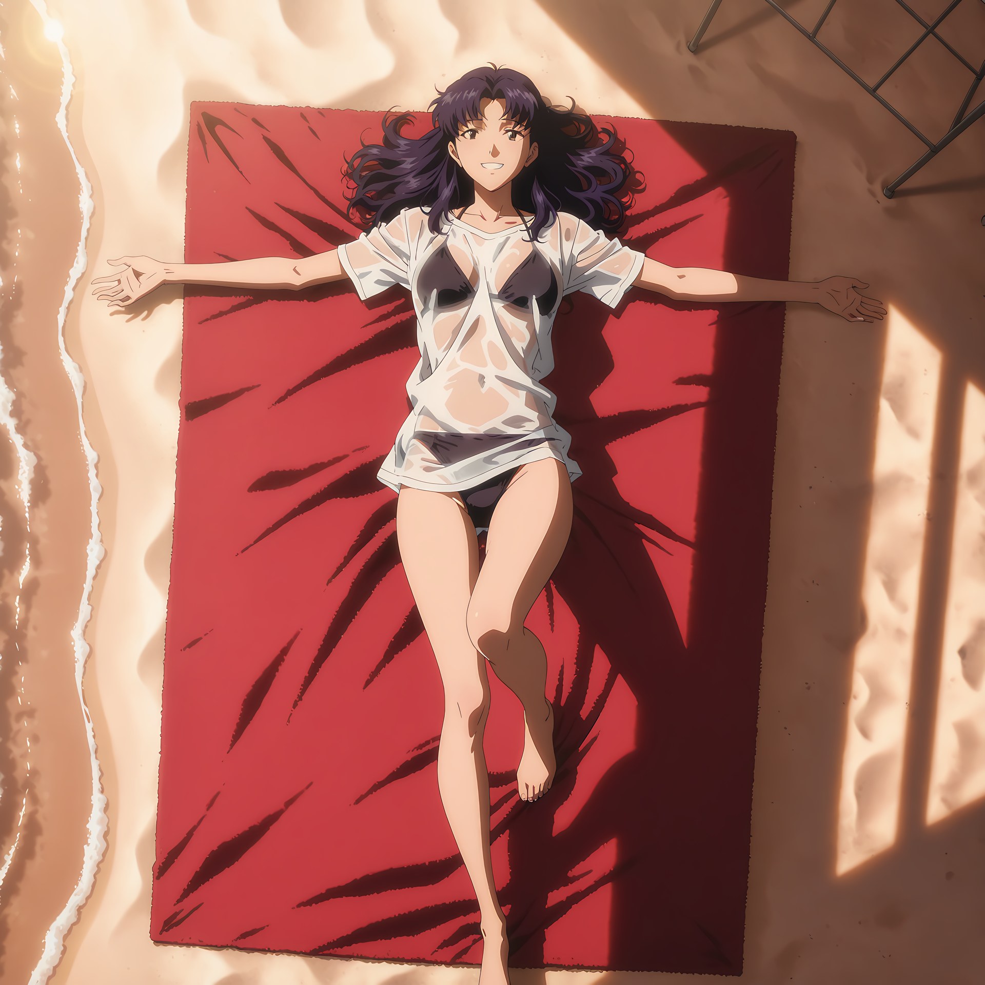 AI Generated Anime Girl - 新世紀エヴァンゲリオン 葛城ミサト：レース下着水着ビーチ露出 102P